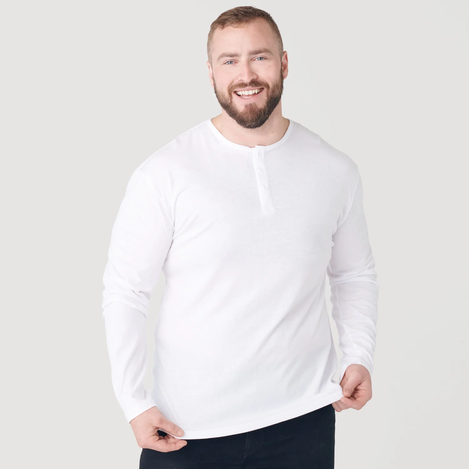 White Classic Long Sleeve Henley - Image 6