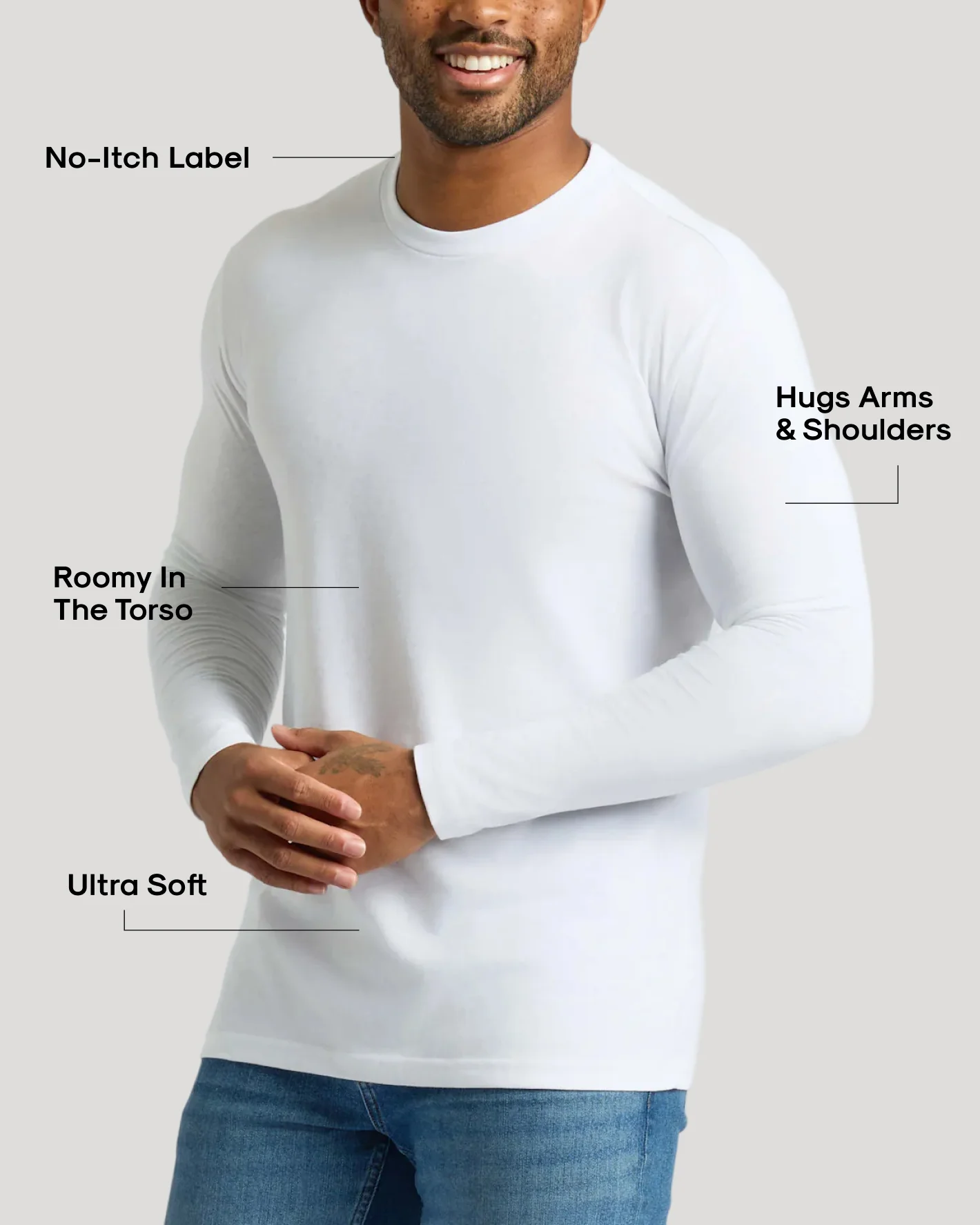 White Classic Long Sleeve Crew Neck - Image 3