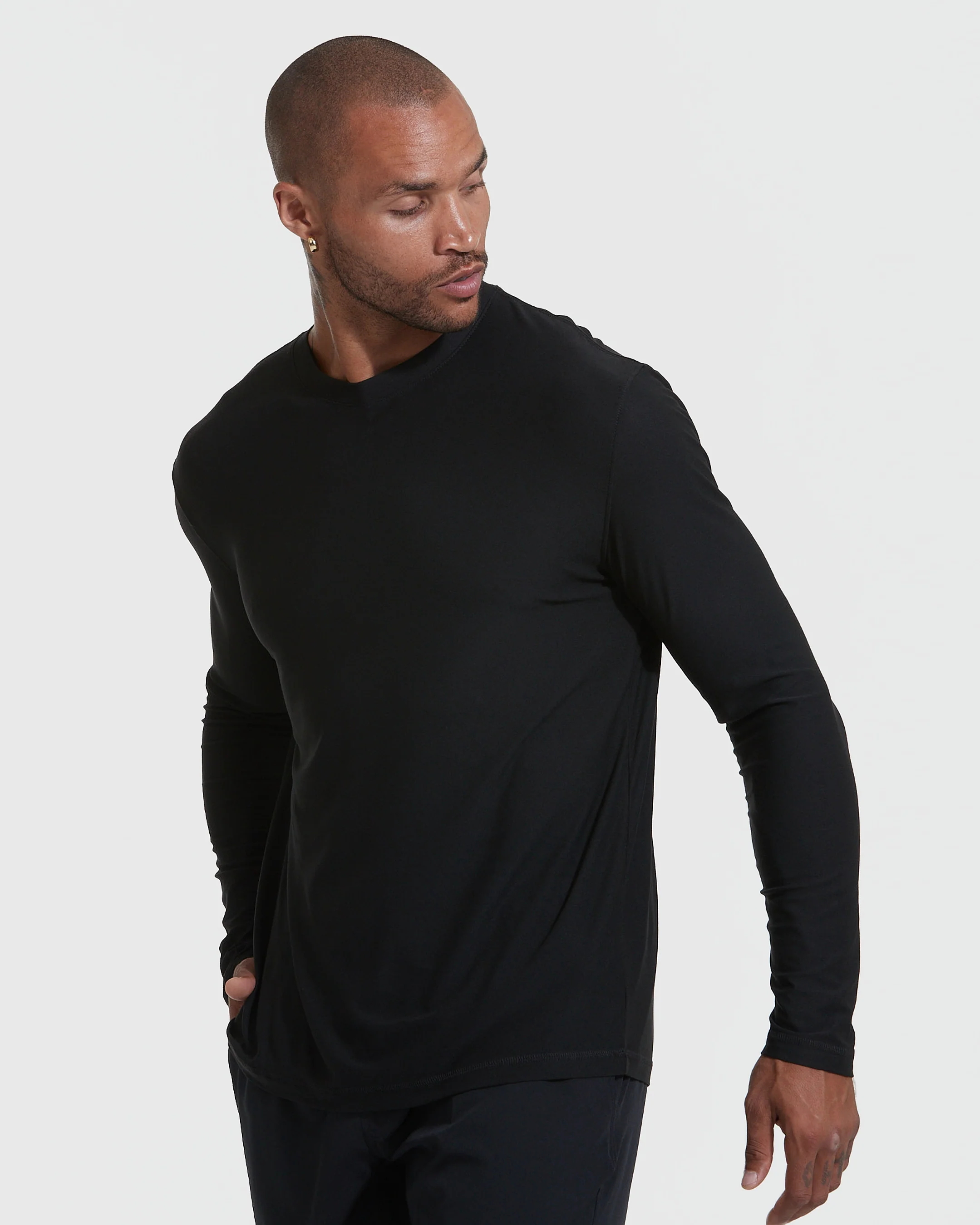 Black Active Long Sleeve Crew Neck T-Shirt - Image 3