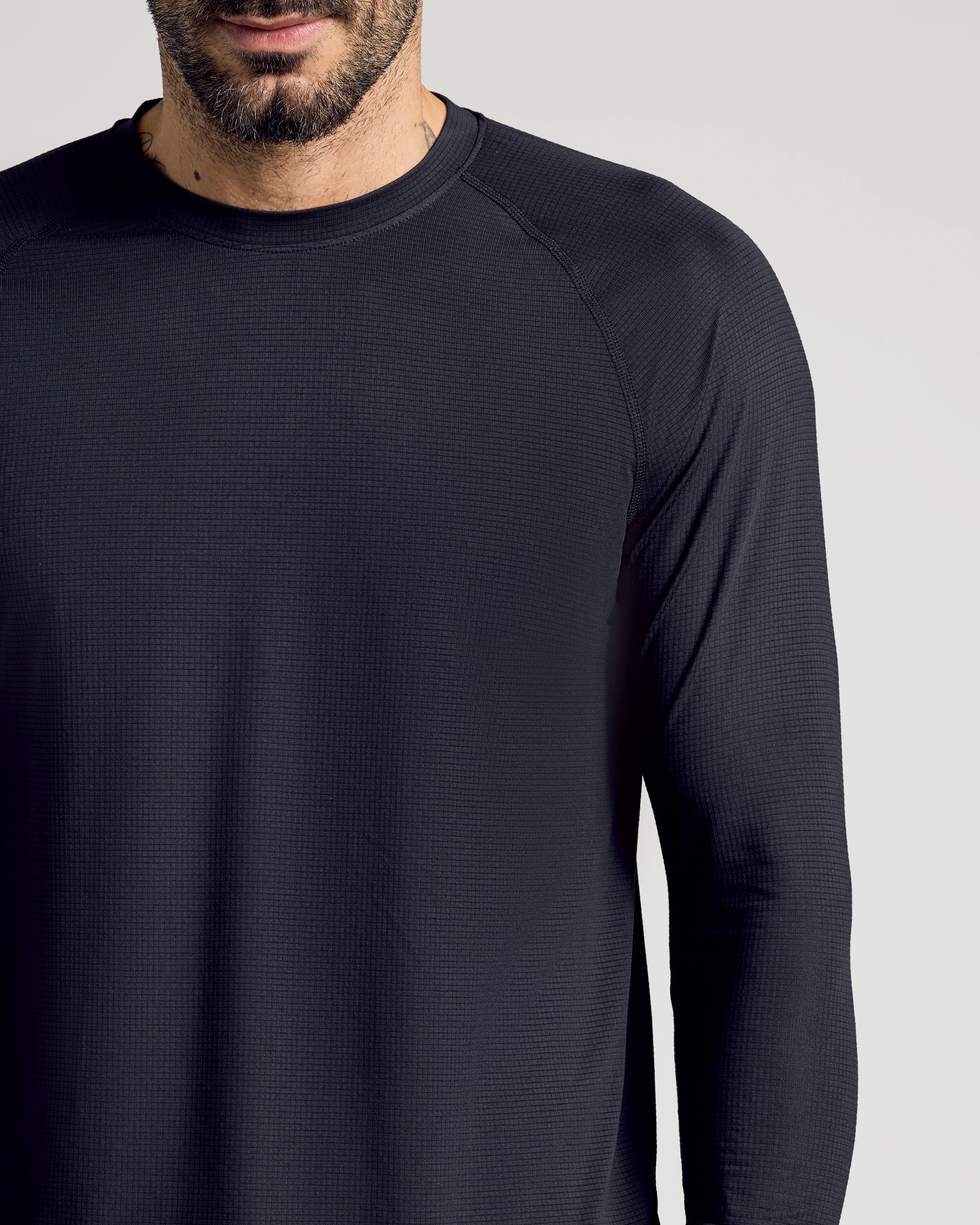 Black Long Sleeve Active Mesh Crew - Image 4