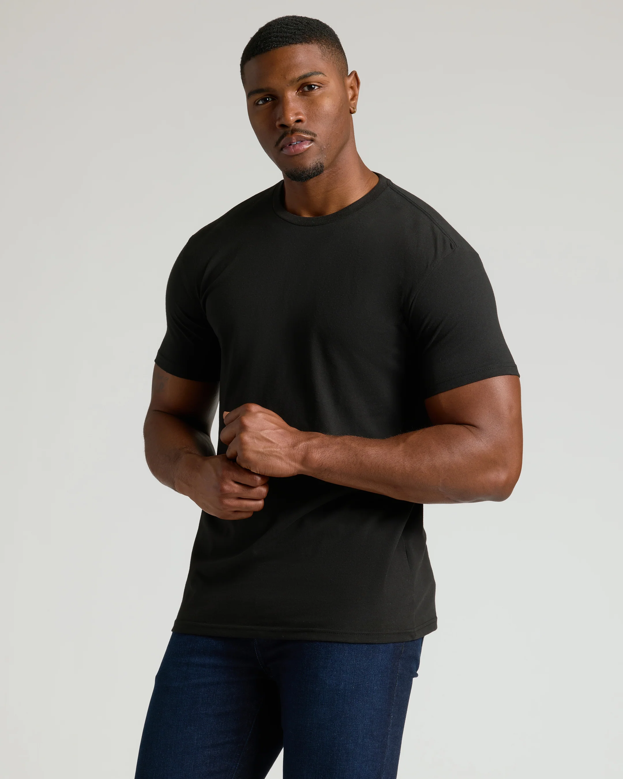 Black Tall Straight Hem Crew Neck T-Shirt - Image 4
