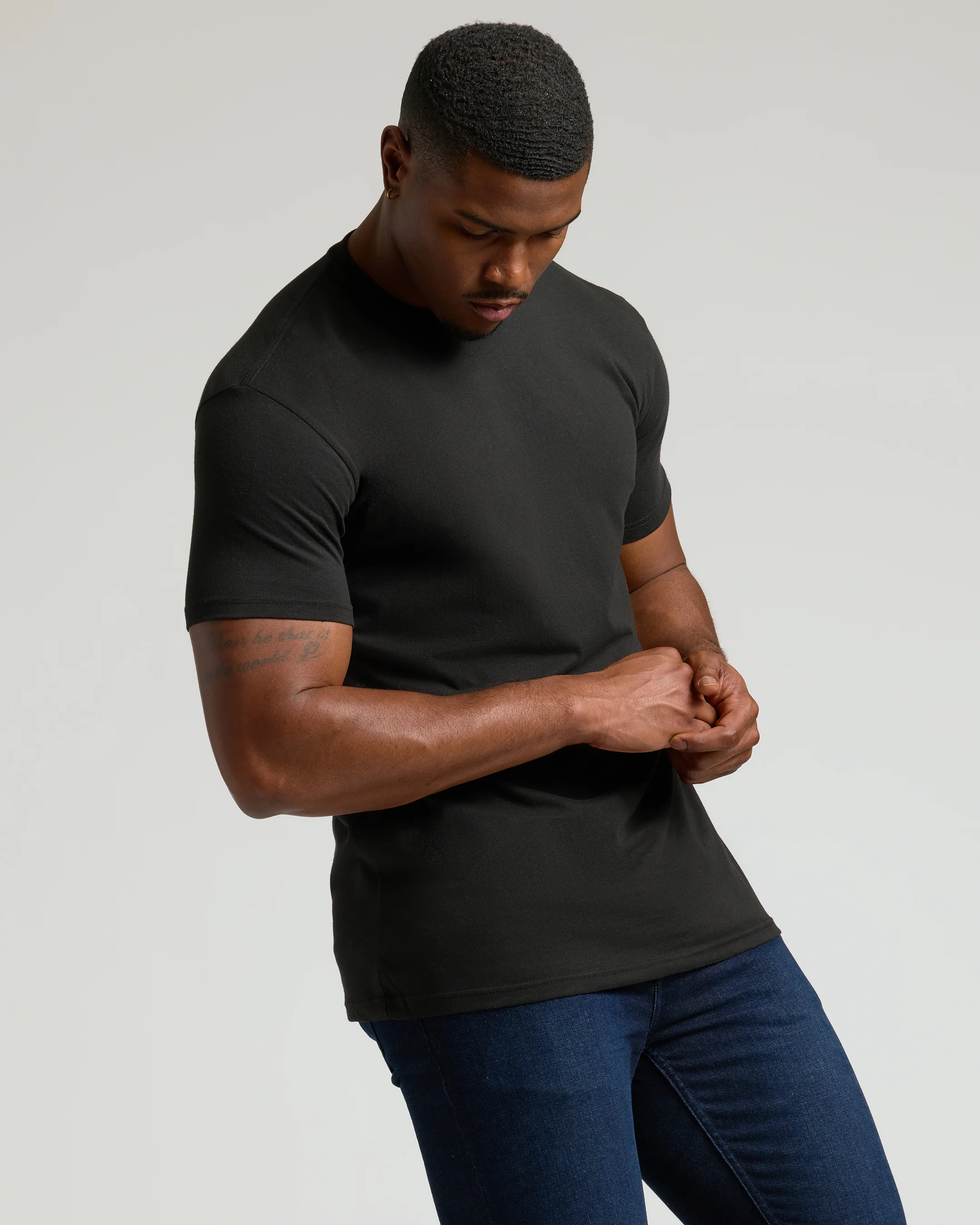 Black Tall Straight Hem Crew Neck T-Shirt - Image 5