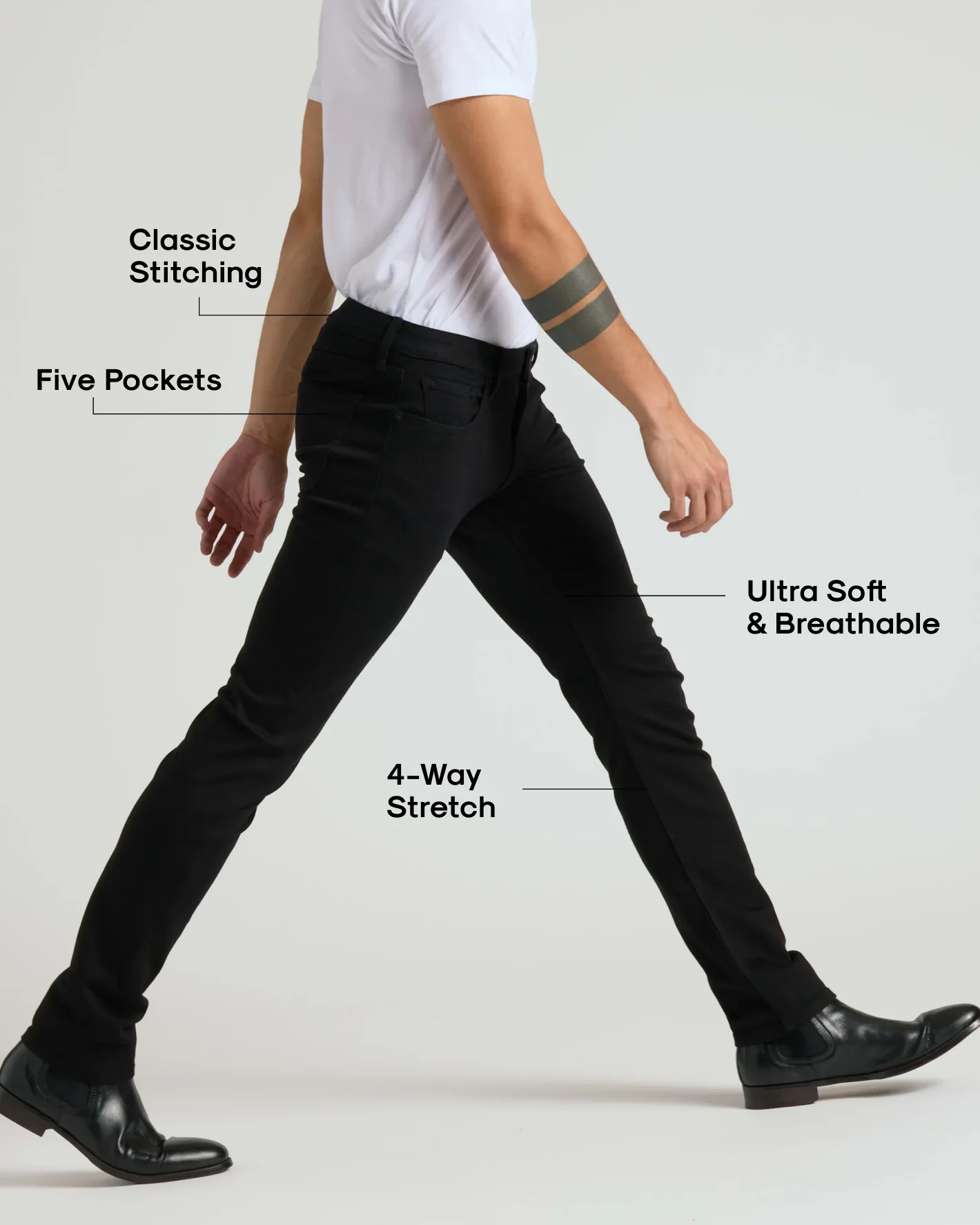 Black Wash Slim Comfort Stretch Jeans - Image 3