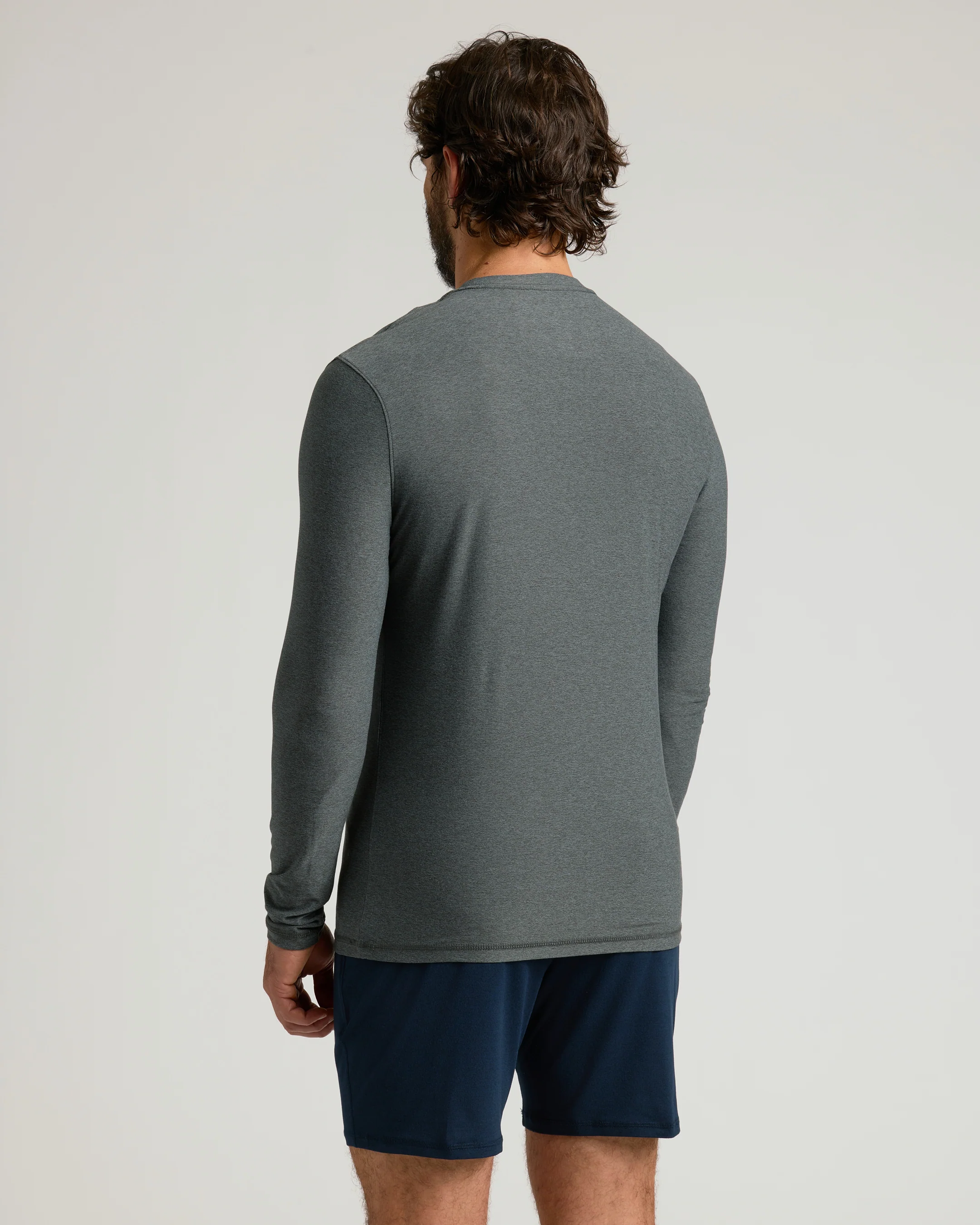 Charcoal Heather Gray Active Long Sleeve Crew T-Shirt - Image 3