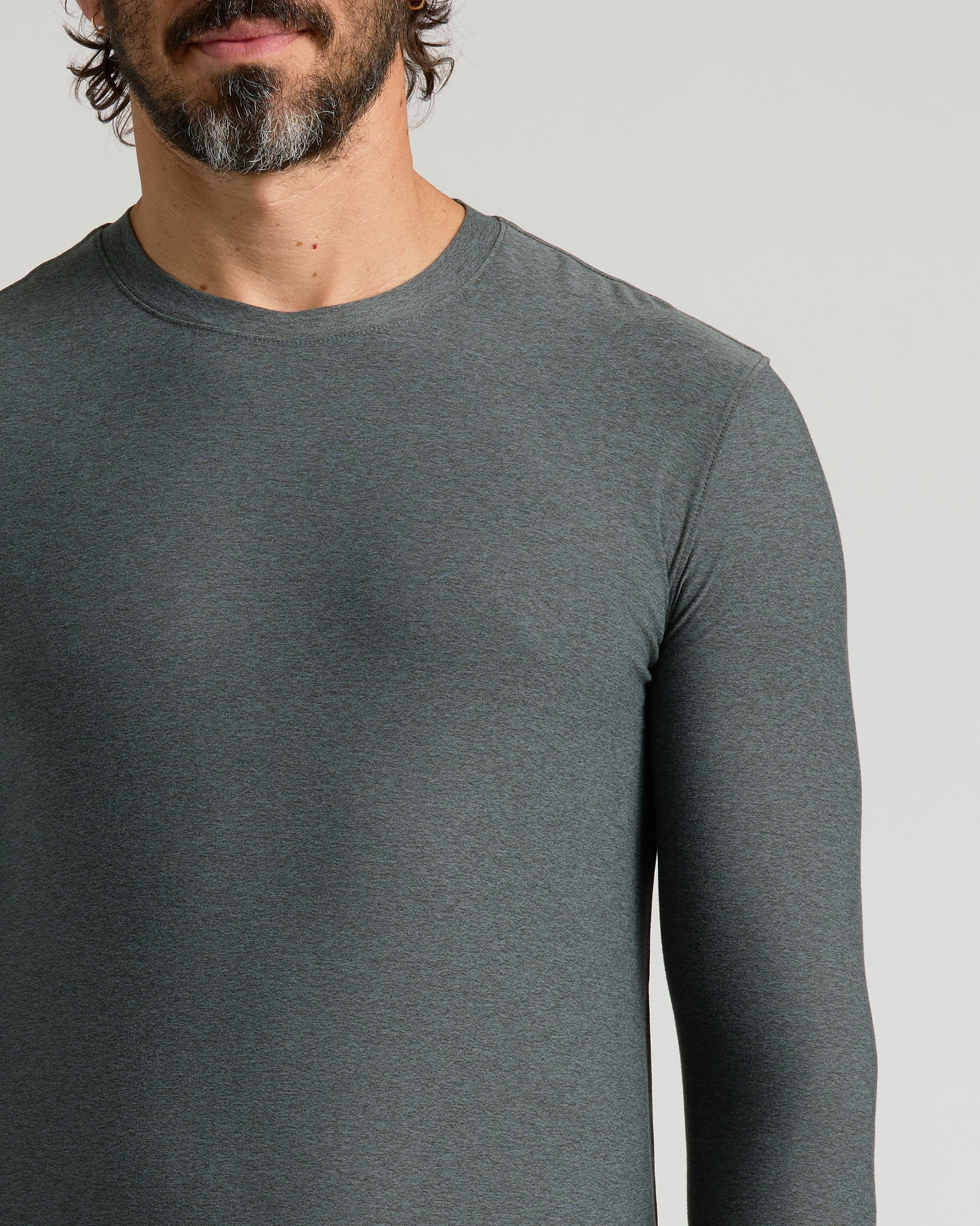 Charcoal Heather Gray Active Long Sleeve Crew T-Shirt - Image 4
