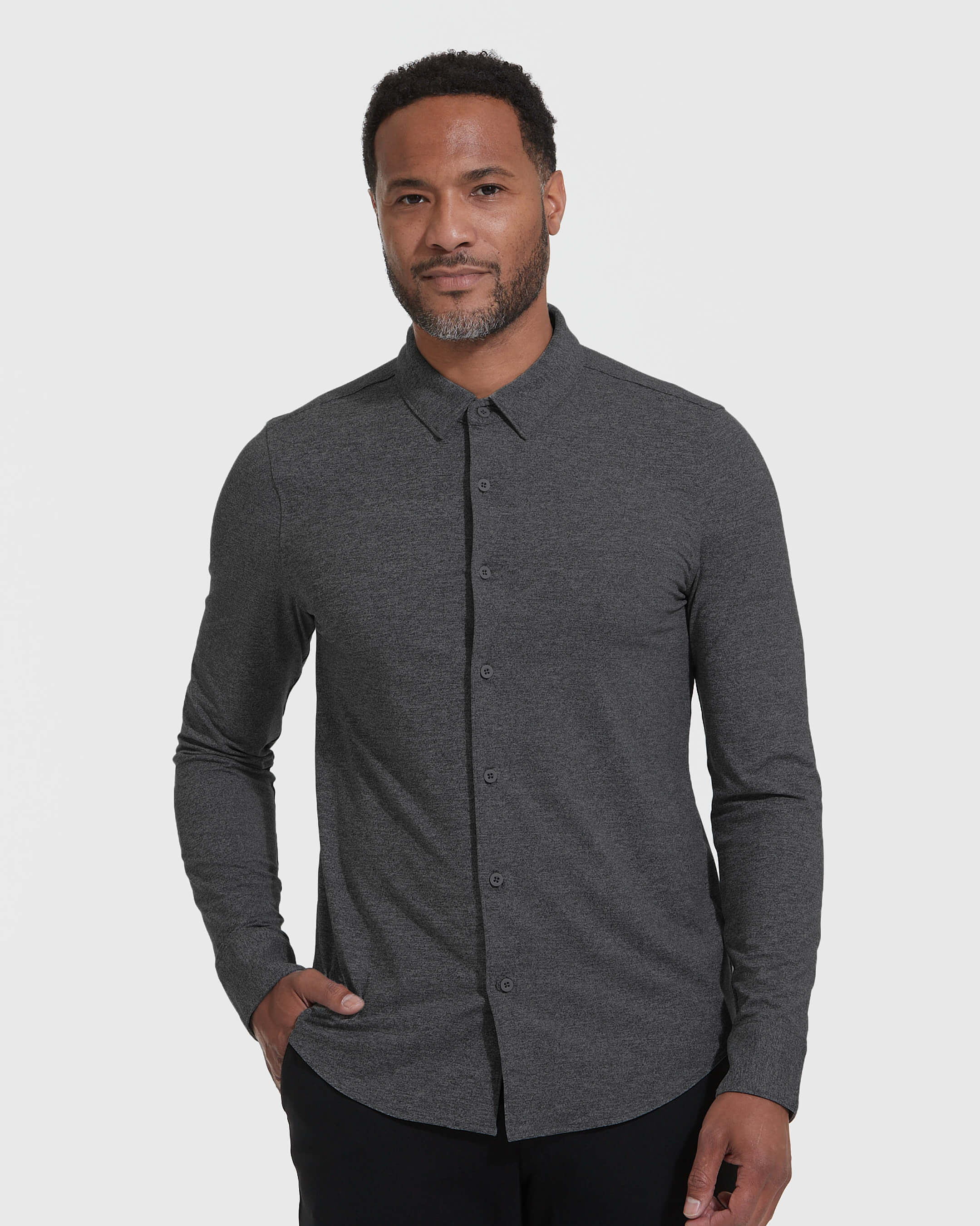 Charcoal Heather Long Sleeve Gray Do-It-All Comfort Shirt - Image 4
