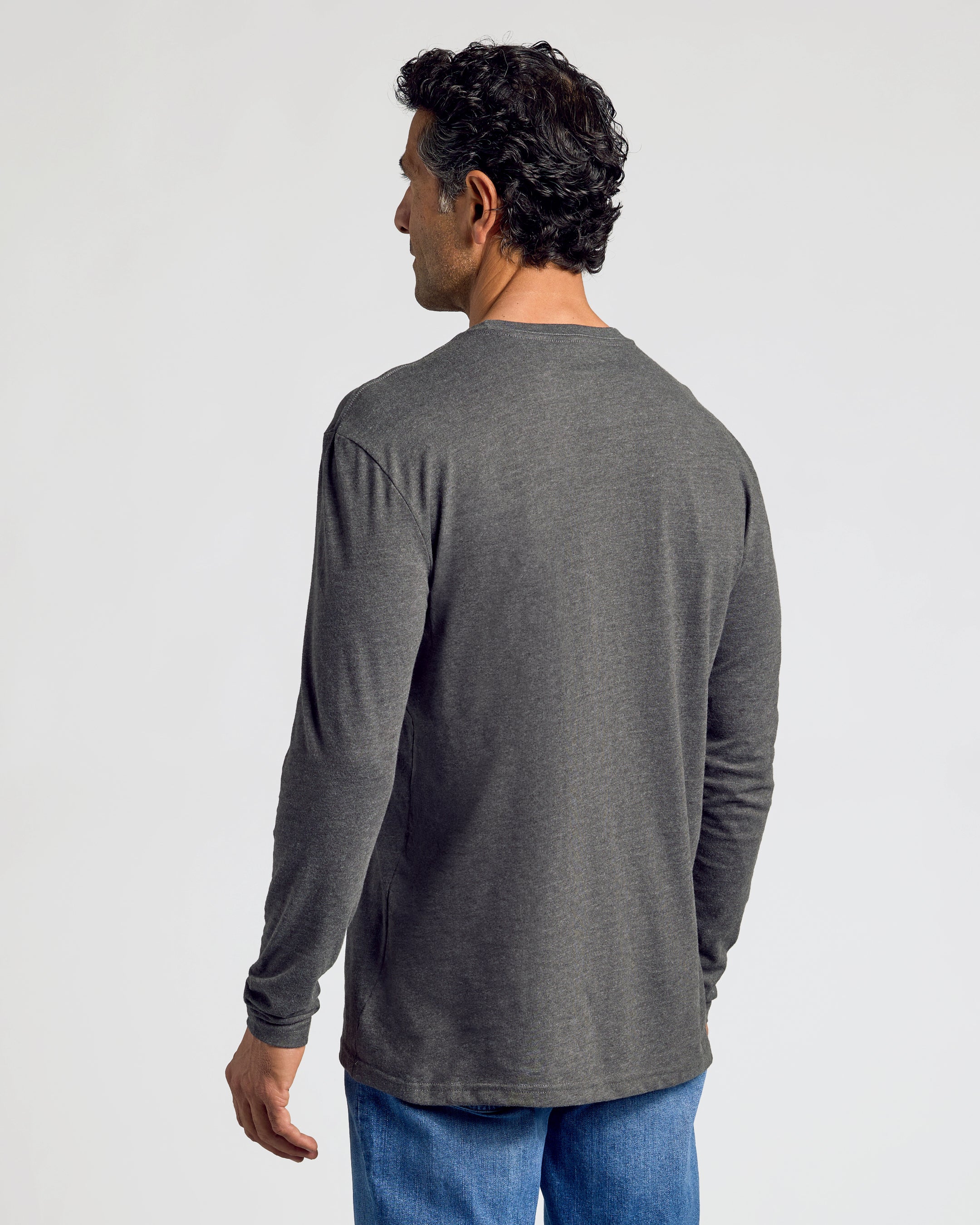 Charcoal Heather Gray Classic Long Sleeve Crew Neck - Image 3