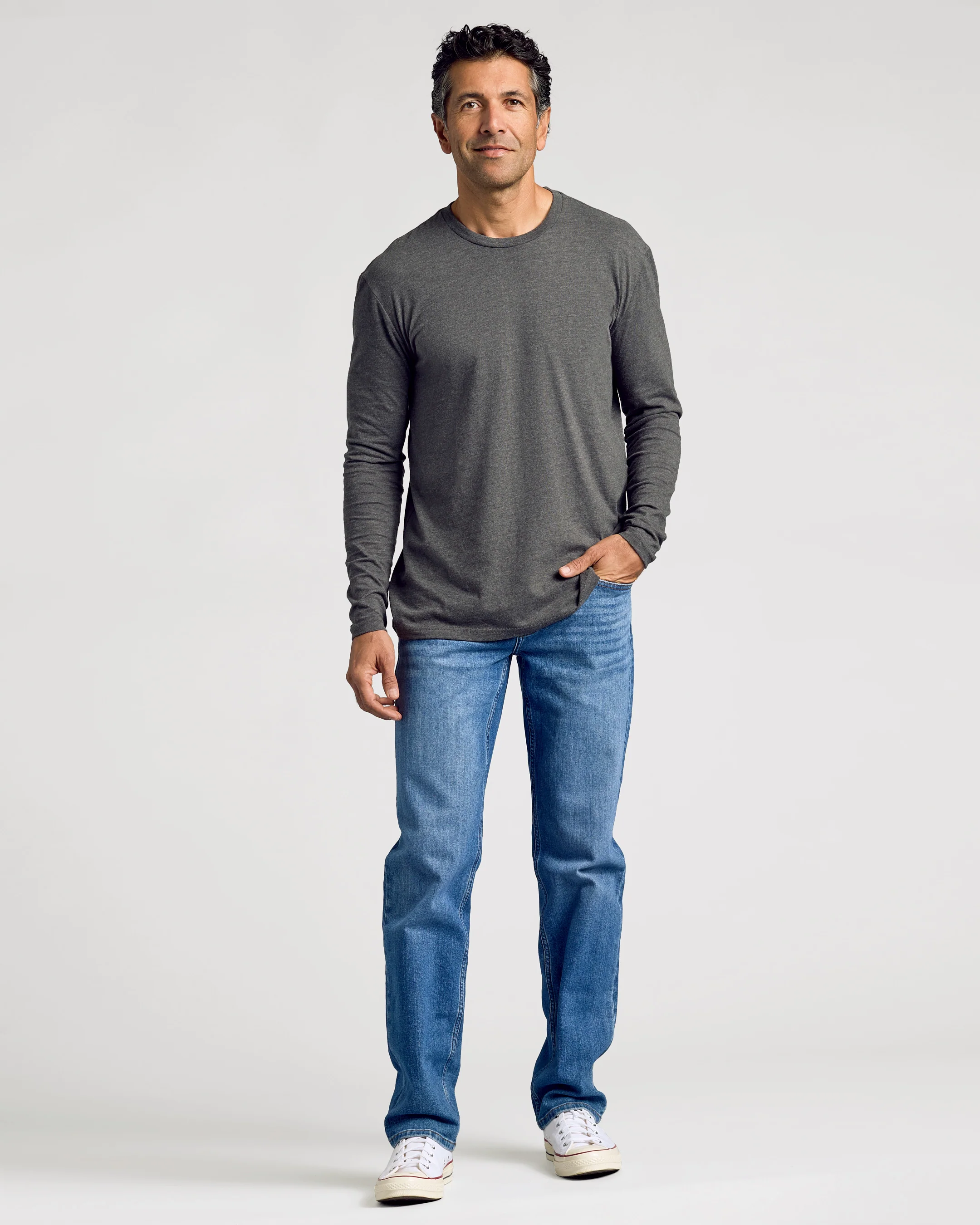 Charcoal Heather Gray Classic Long Sleeve Crew Neck - Image 4