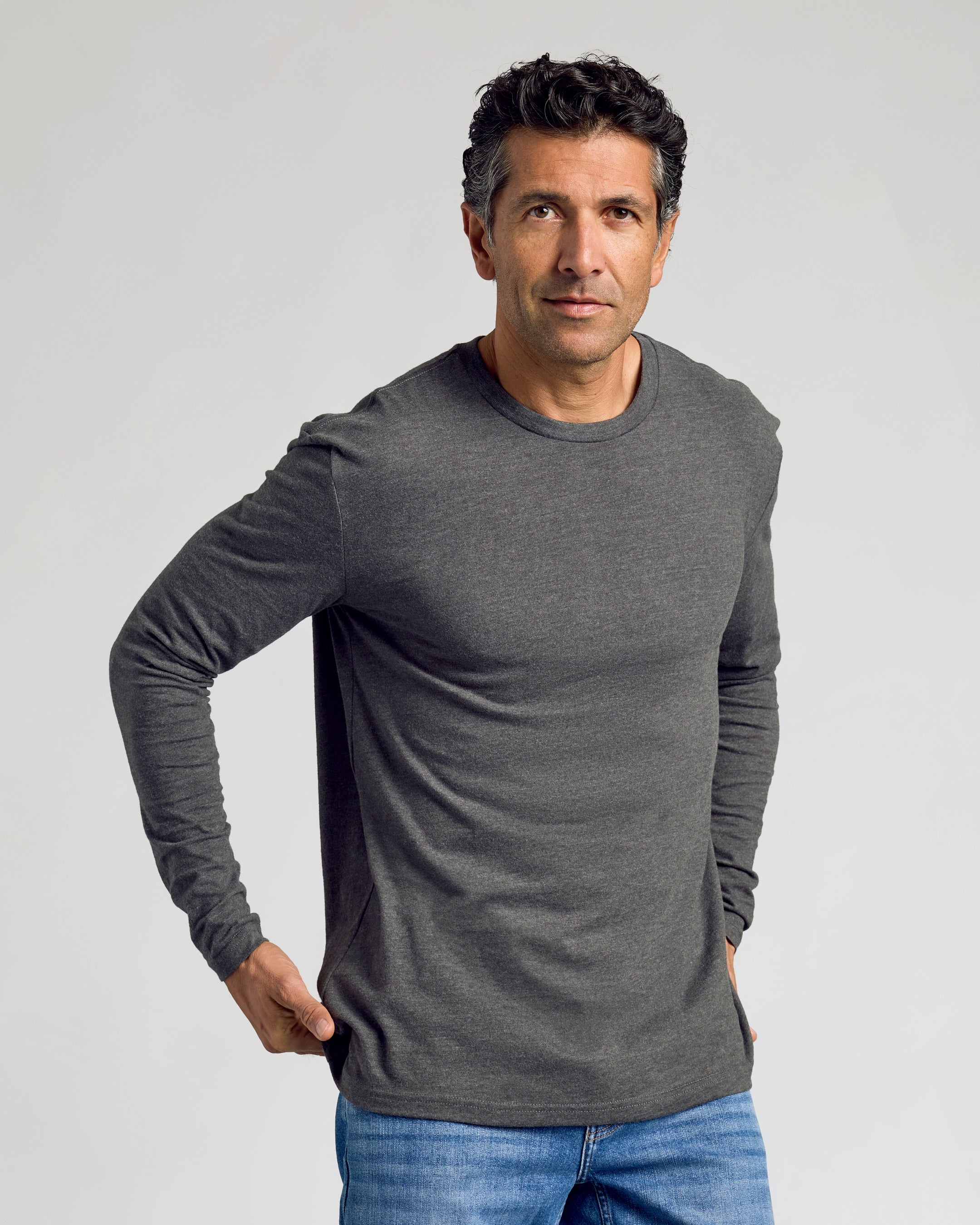 Charcoal Heather Gray Classic Long Sleeve Crew Neck - Image 5
