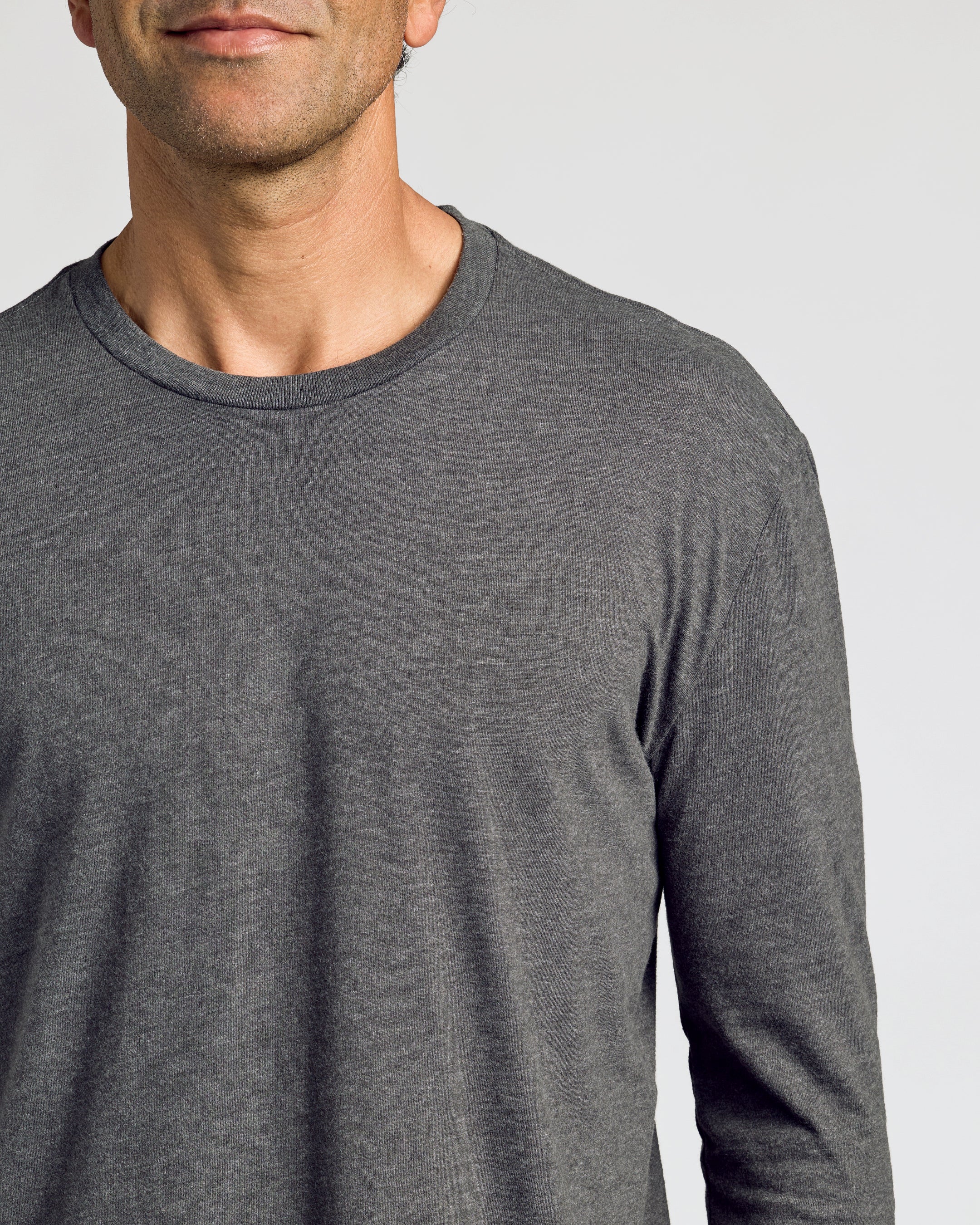 Charcoal Heather Gray Classic Long Sleeve Crew Neck - Image 6