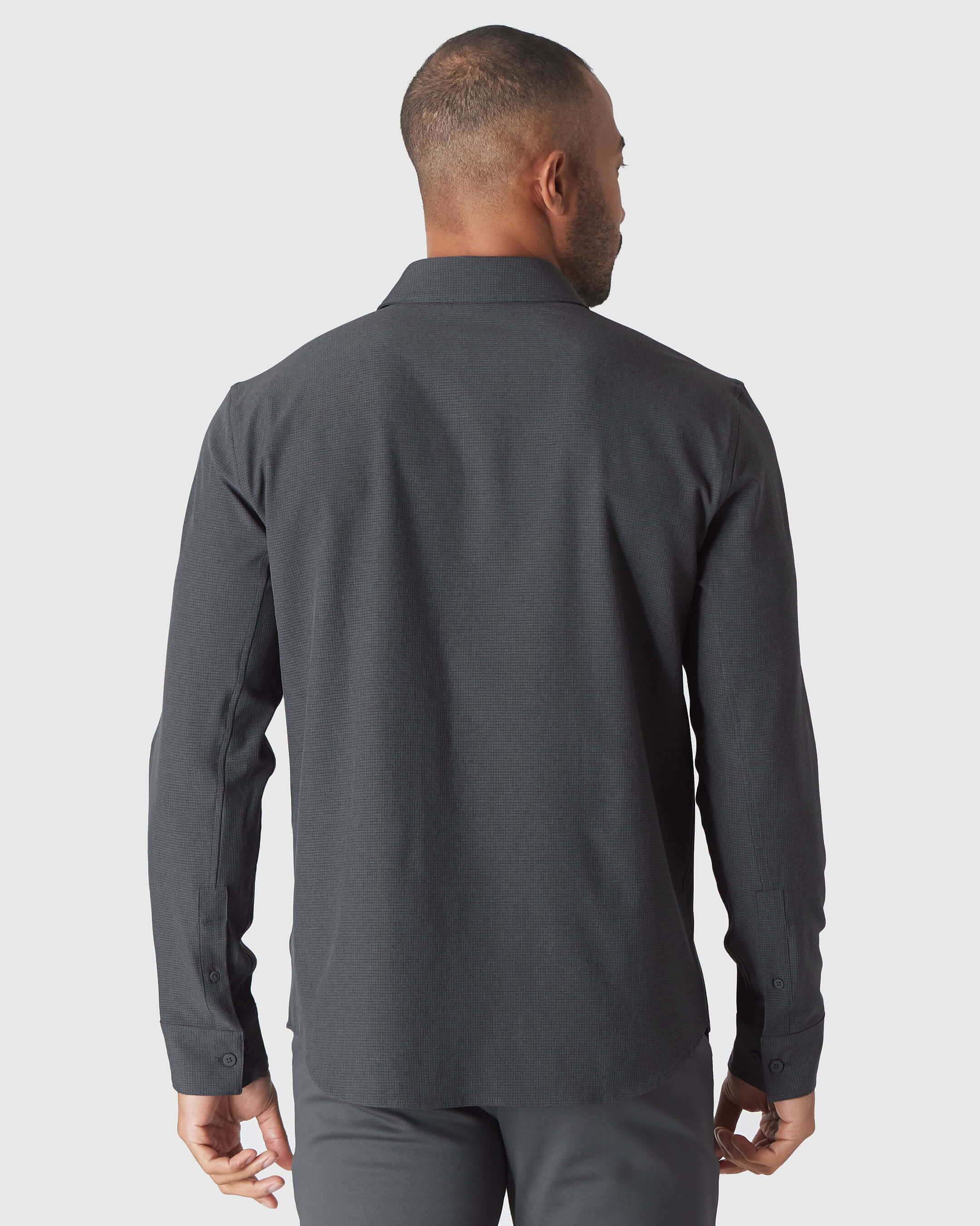 Charcoal Heather Gray Long Sleeve Ripstop Commuter Shirt - Image 3