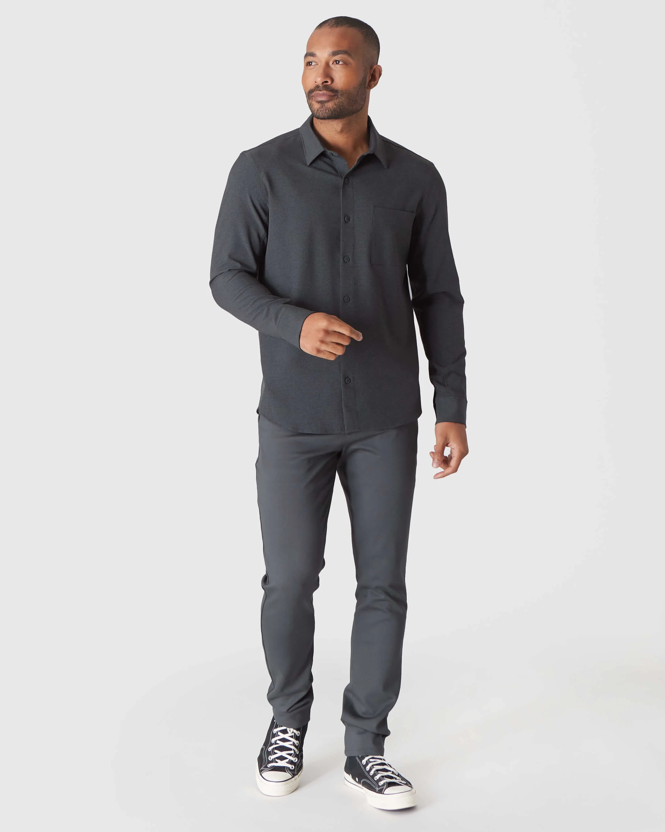 Charcoal Heather Gray Long Sleeve Ripstop Commuter Shirt - Image 4