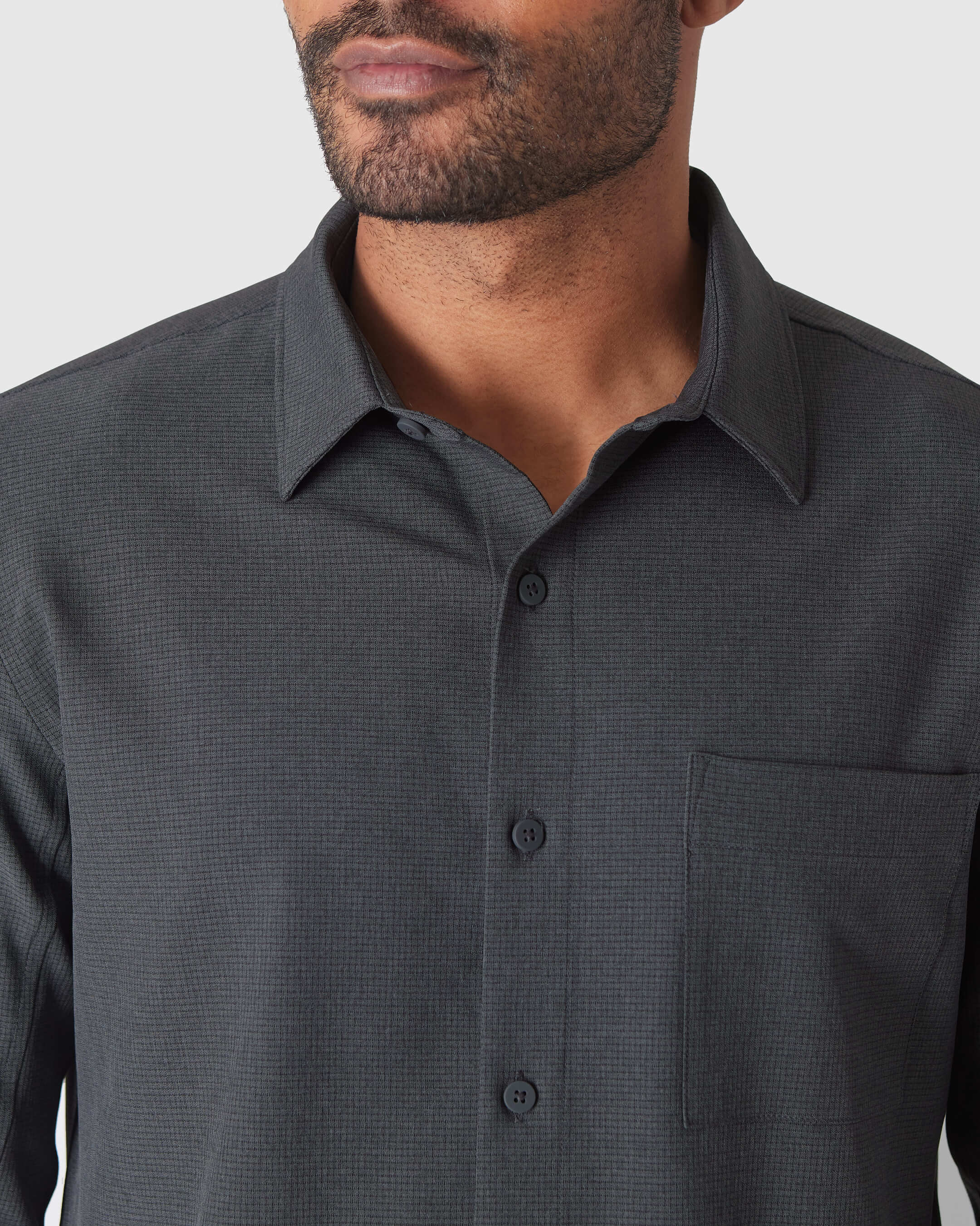 Charcoal Heather Gray Long Sleeve Ripstop Commuter Shirt - Image 5