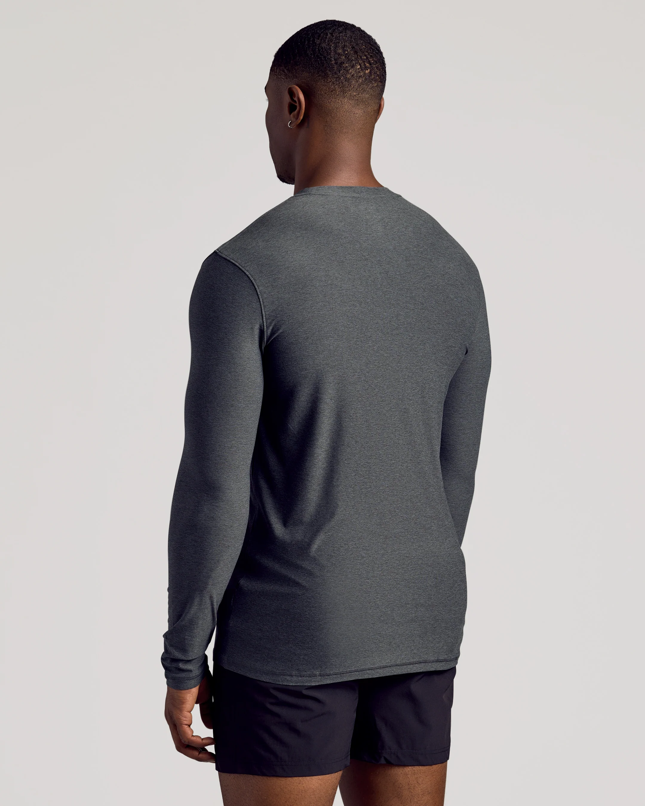 Charcoal Heather Gray Long Sleeve Tall Active Crew - Image 3