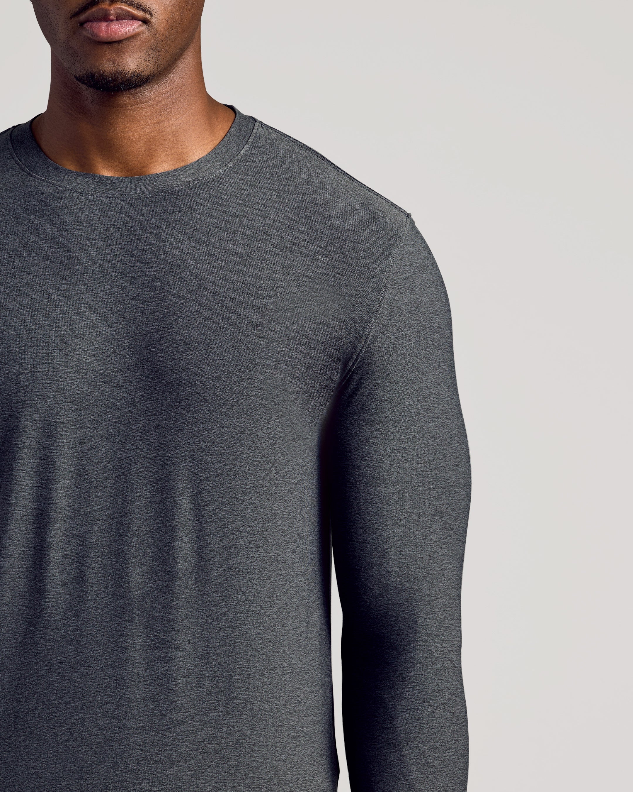 Charcoal Heather Gray Long Sleeve Tall Active Crew - Image 4