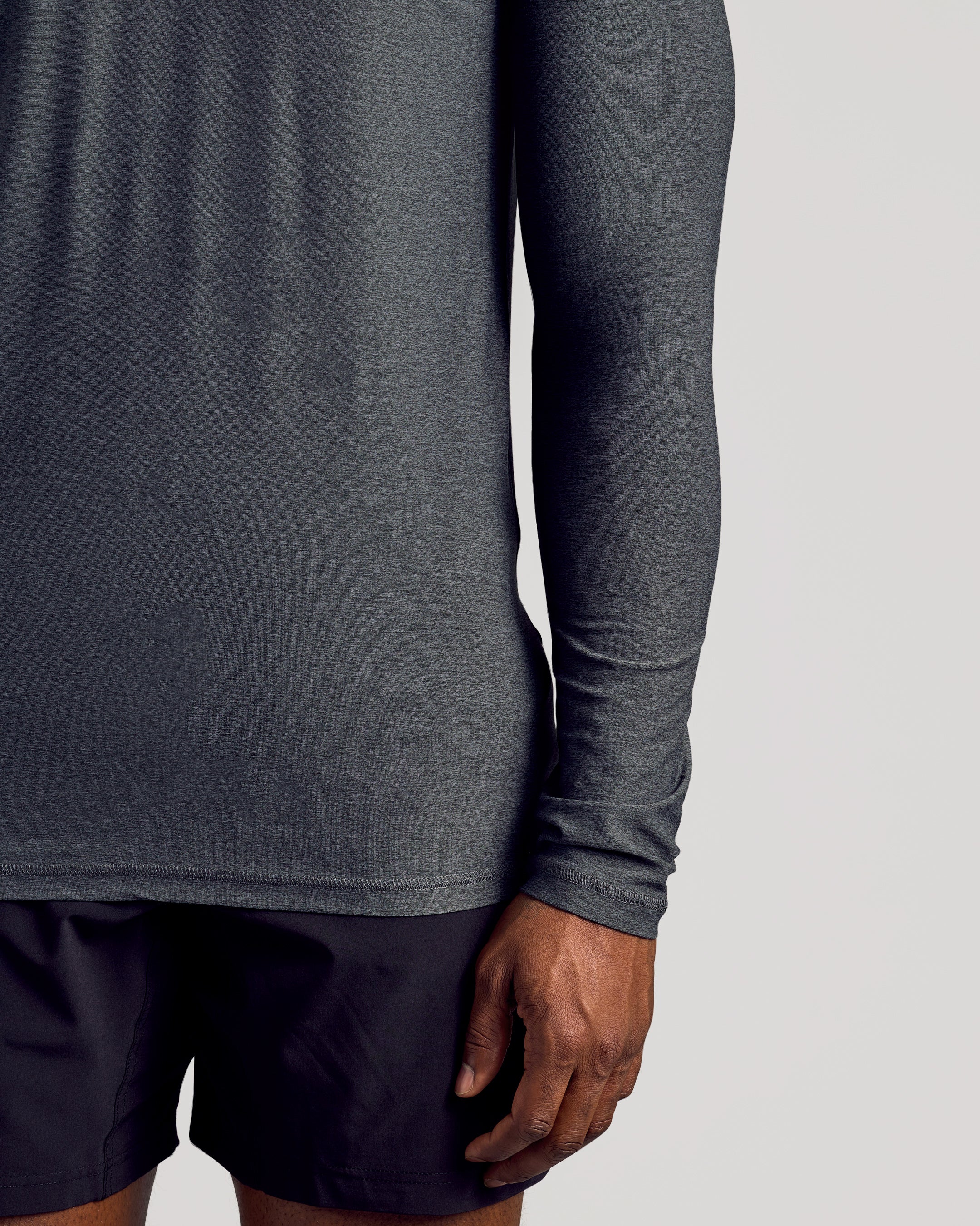 Charcoal Heather Gray Long Sleeve Tall Active Crew - Image 5