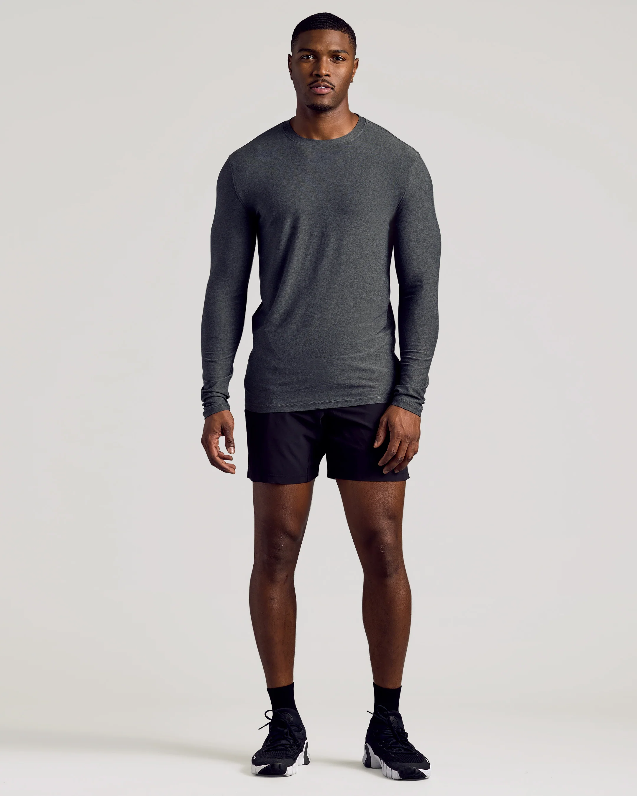 Charcoal Heather Gray Long Sleeve Tall Active Crew - Image 6