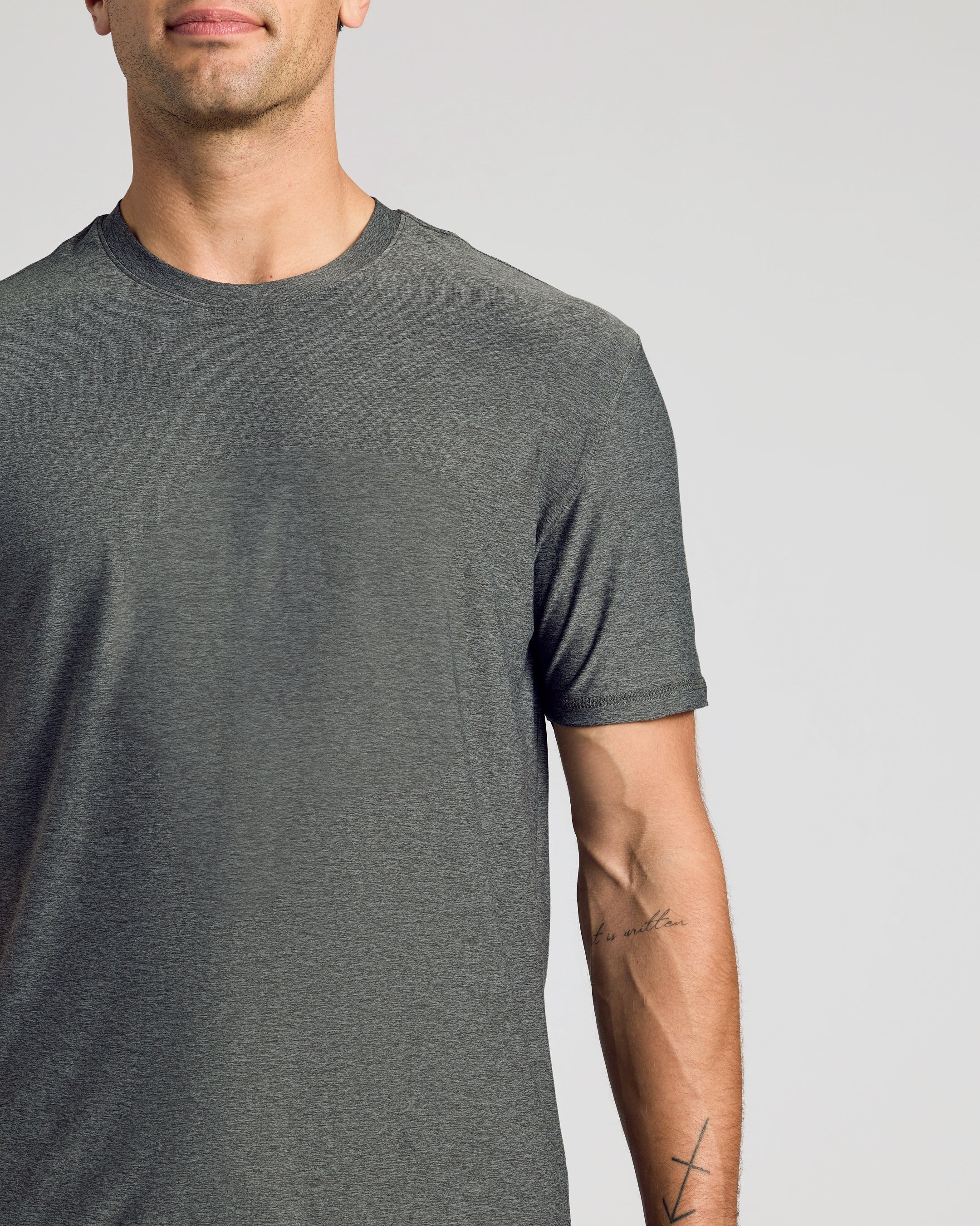 Charcoal Heather Gray Active Crew Neck Tee - Image 4