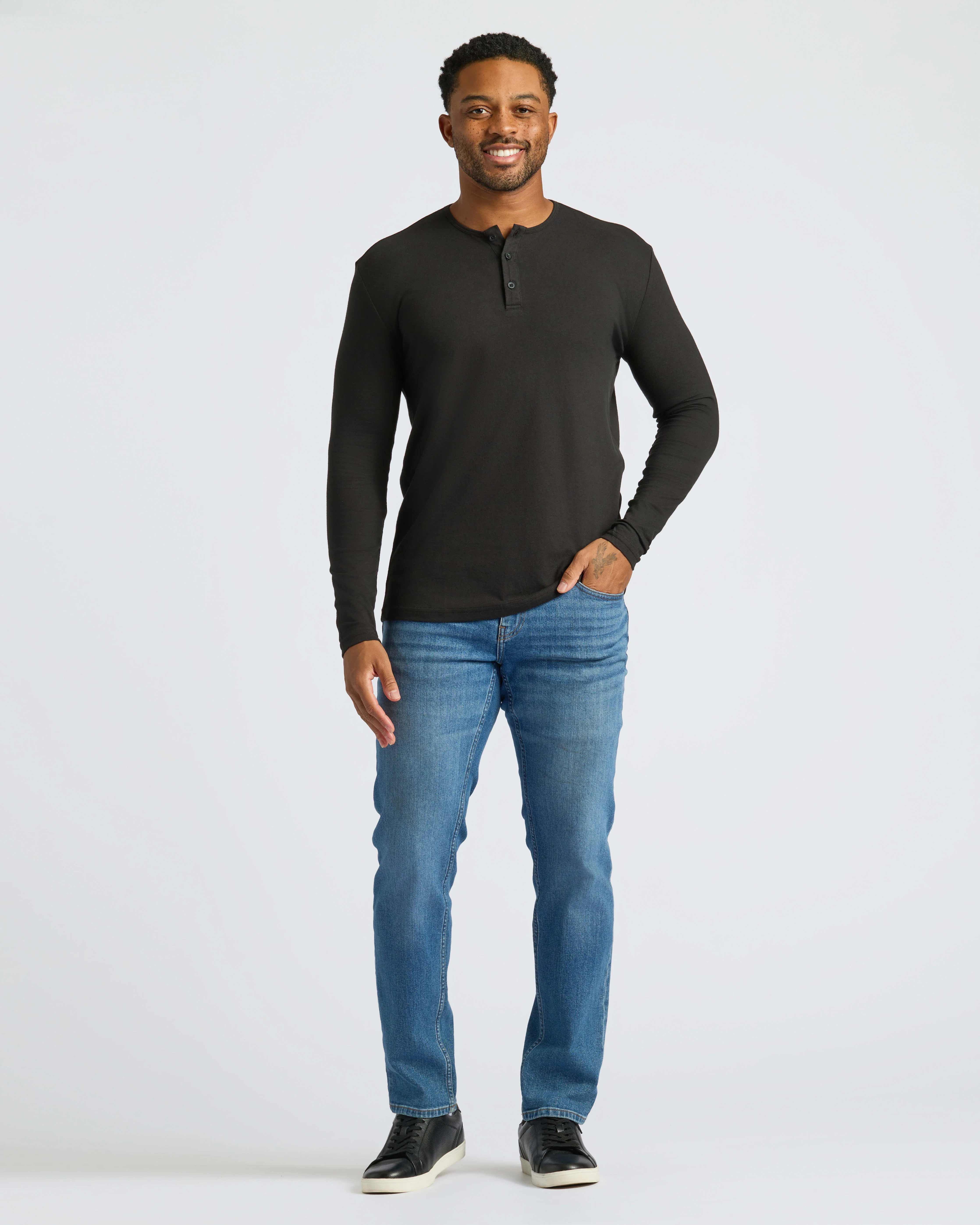 Black Long Sleeve Henley - Image 3