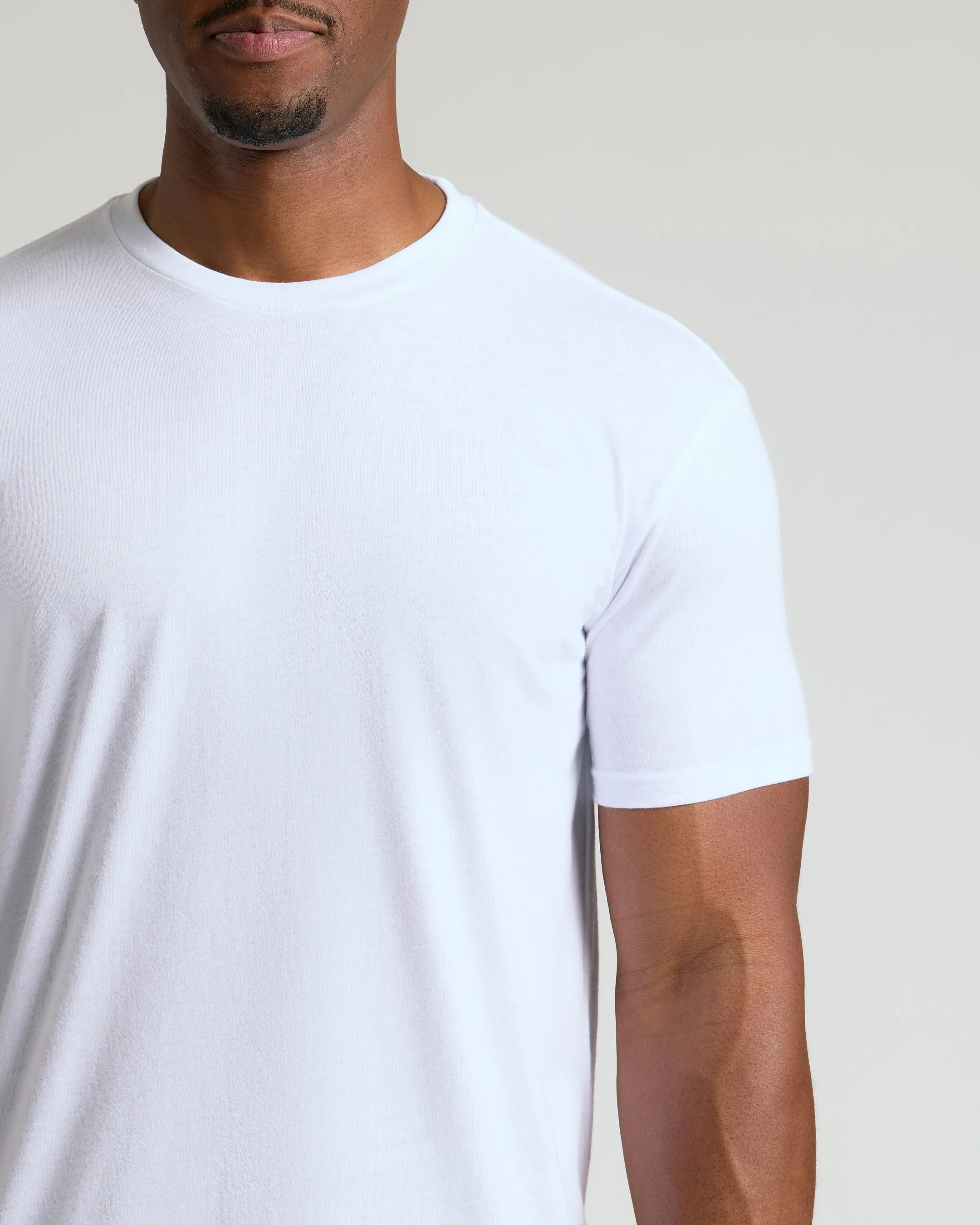 White Tall Straight Hem Crew Neck T-Shirt - Image 5