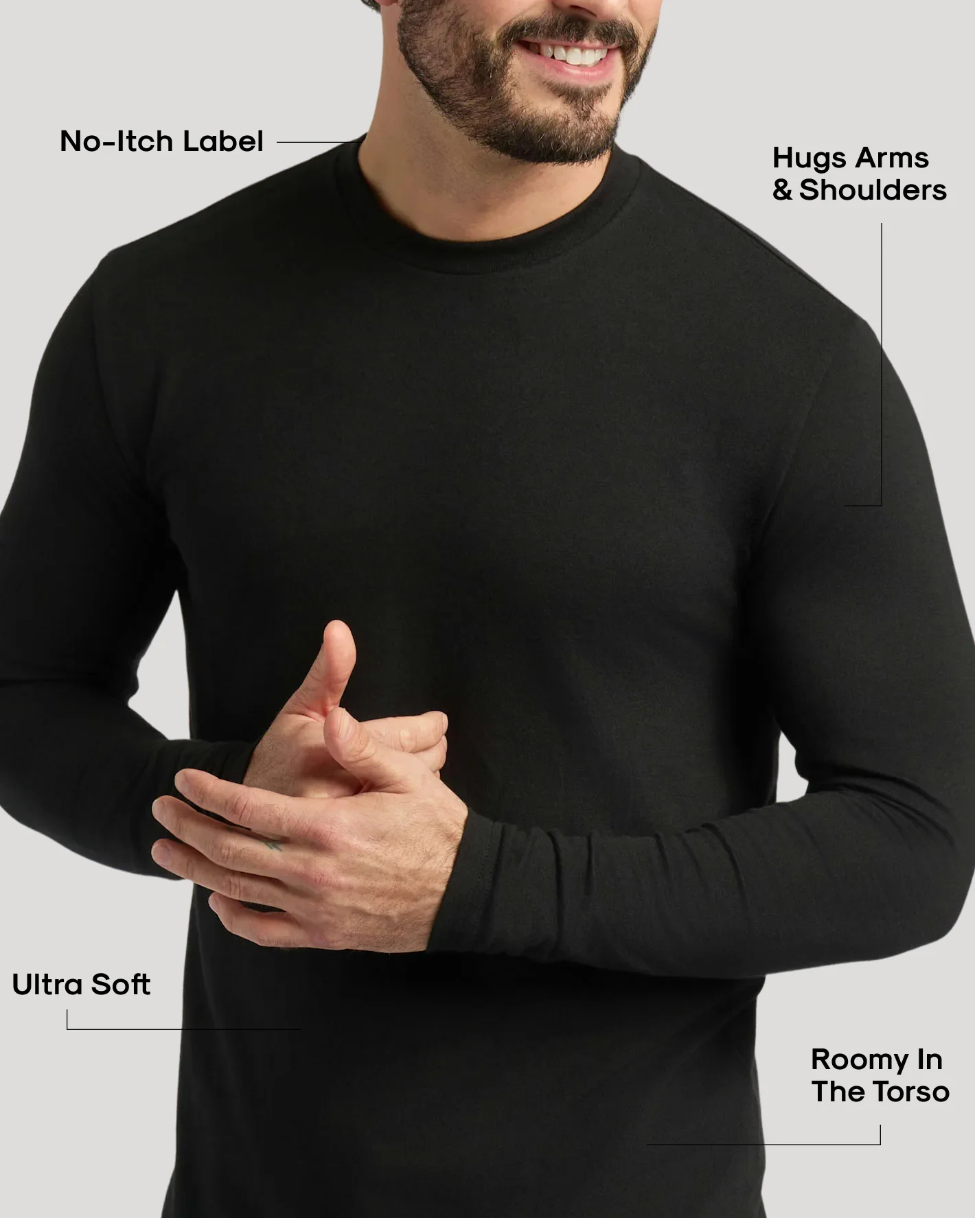 Black Classic Long Sleeve Crew Neck - Image 3