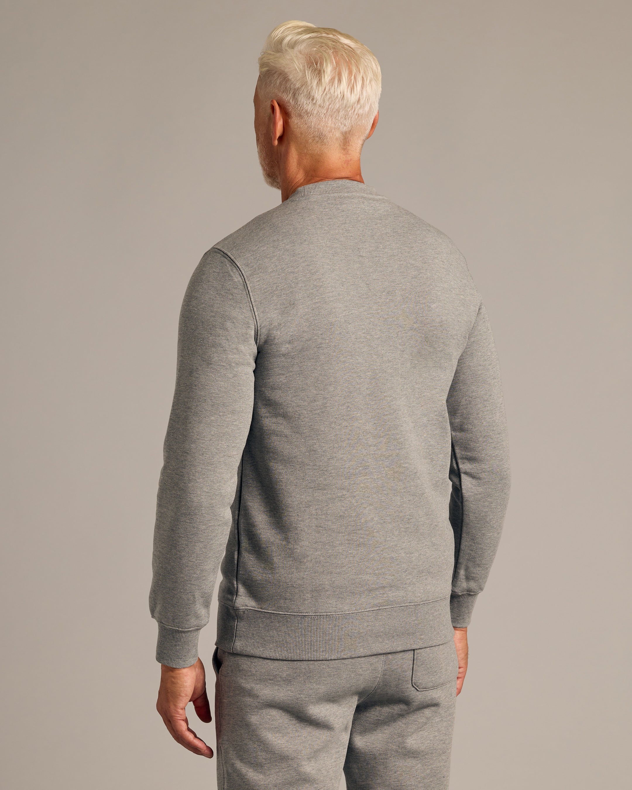 Dark Heather Gray Fleece French Terry Pullover Crew Neck - Image 3