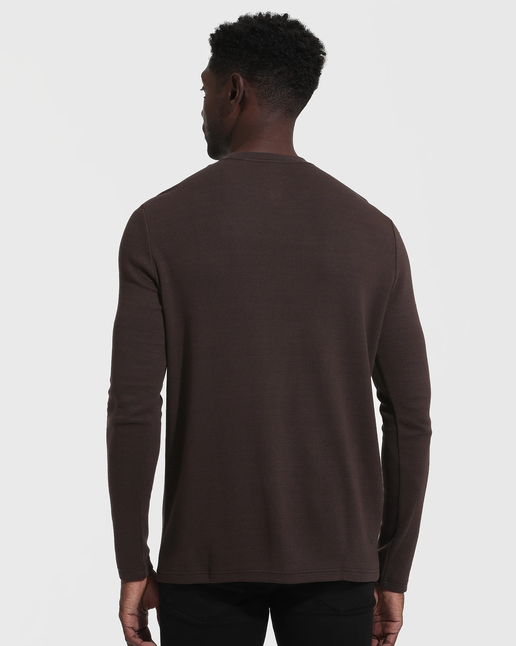 Dark Oak Waffle Long Sleeve Crew Neck - Image 4