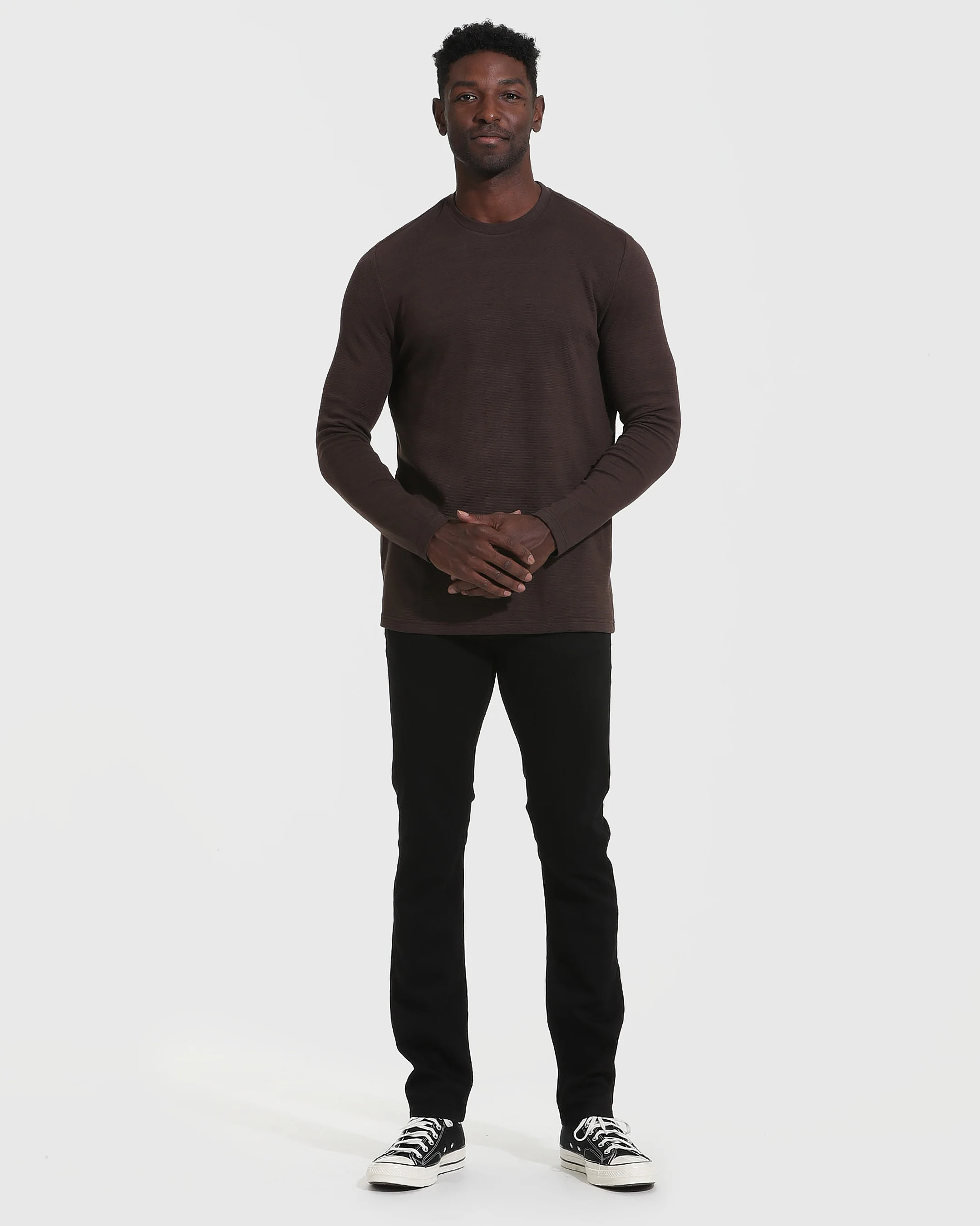 Dark Oak Waffle Long Sleeve Crew Neck - Image 6
