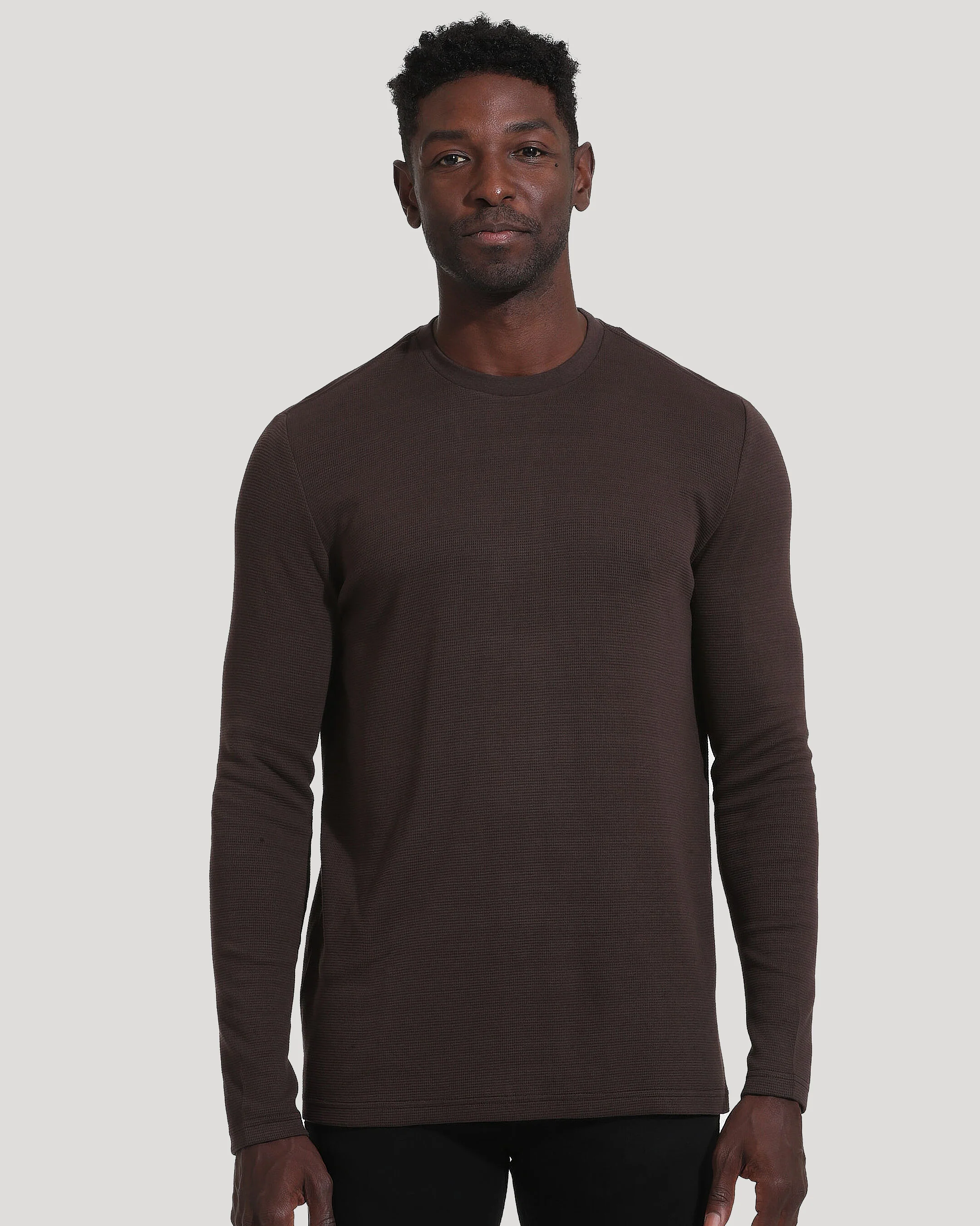 Dark Oak Waffle Long Sleeve Crew Neck - Image 8