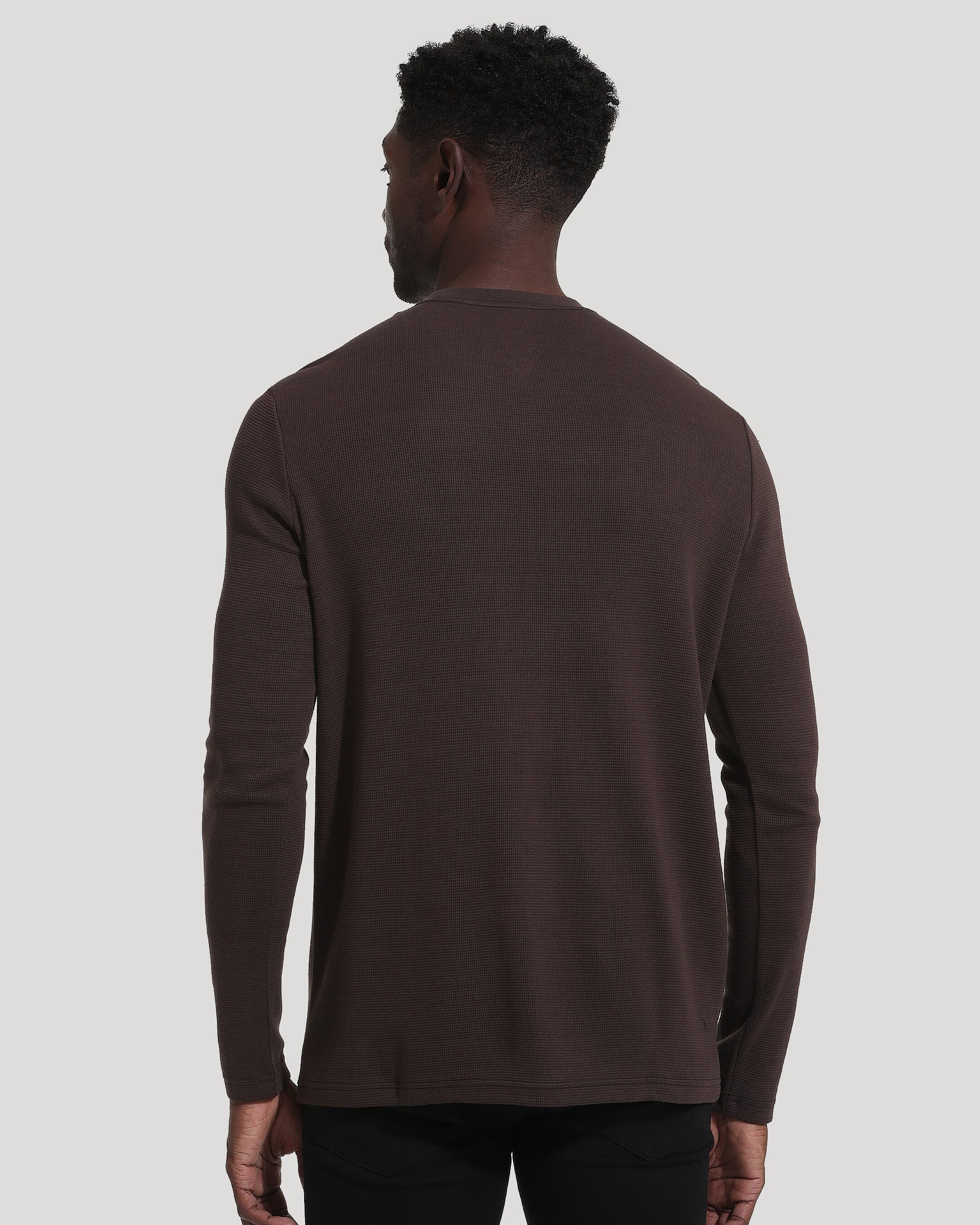 Dark Oak Waffle Long Sleeve Crew Neck - Image 9