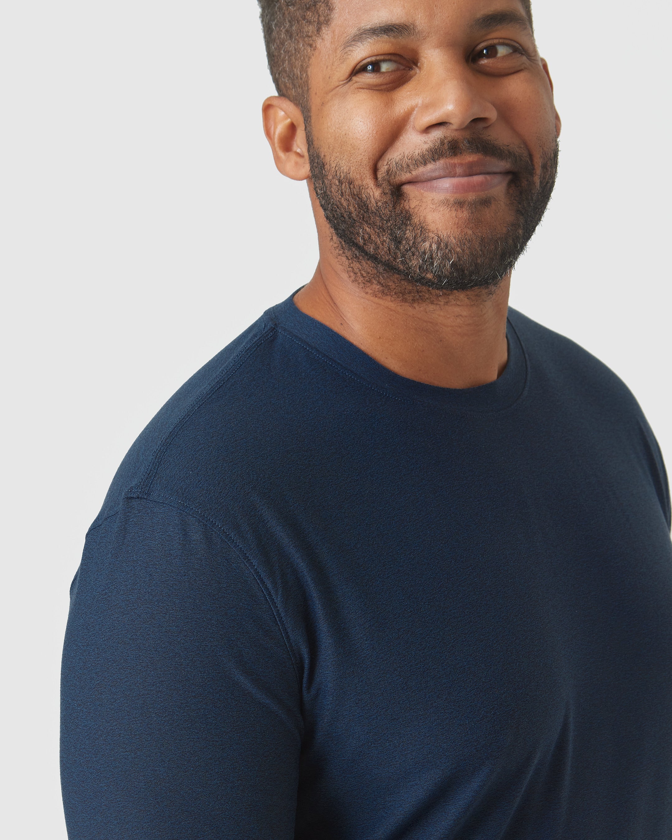 Deep Sea Blue Heather Active Long Sleeve Crew T Shirt - Image 6