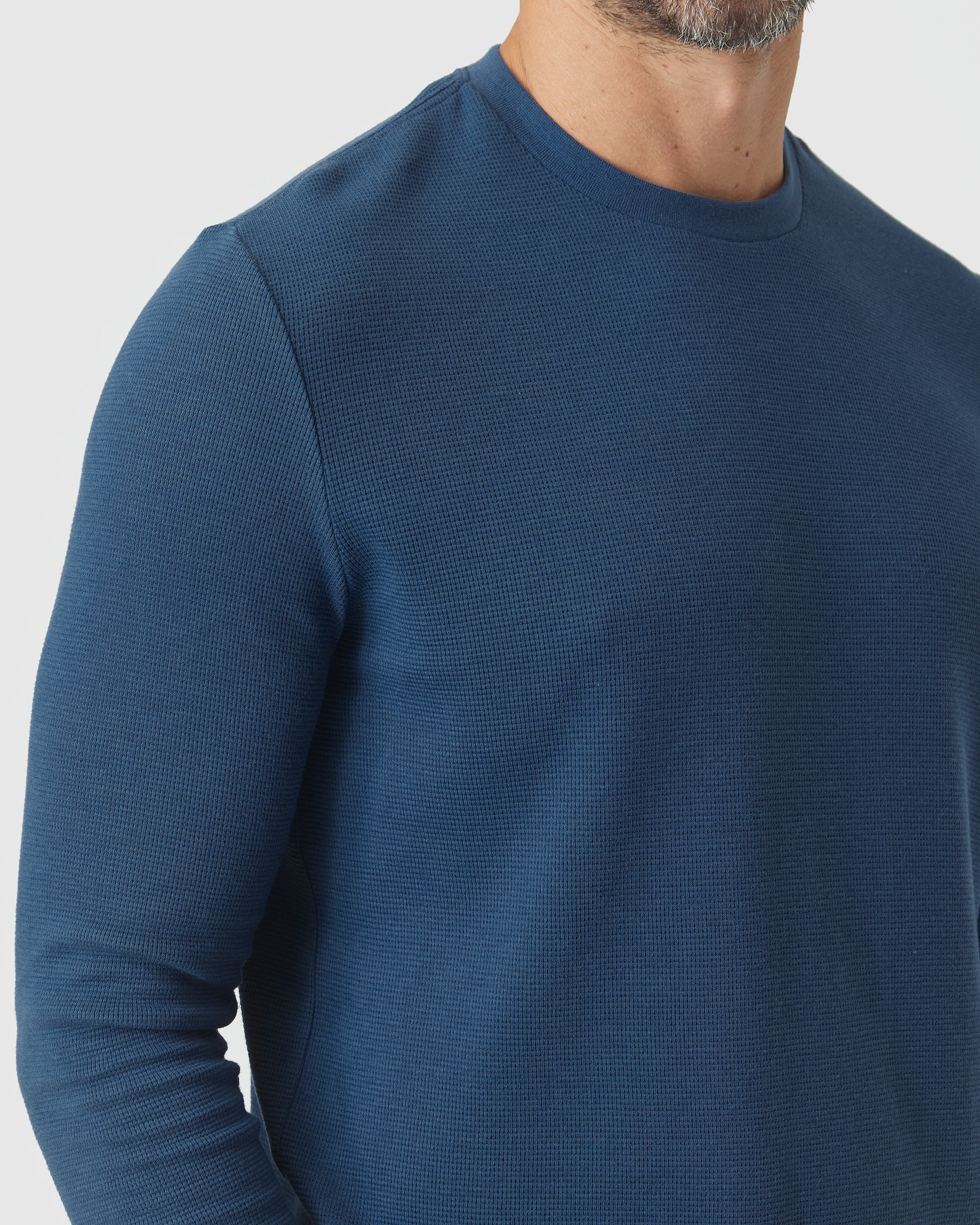 Deep Sea Blue Long Sleeve Waffle Crew - Image 6
