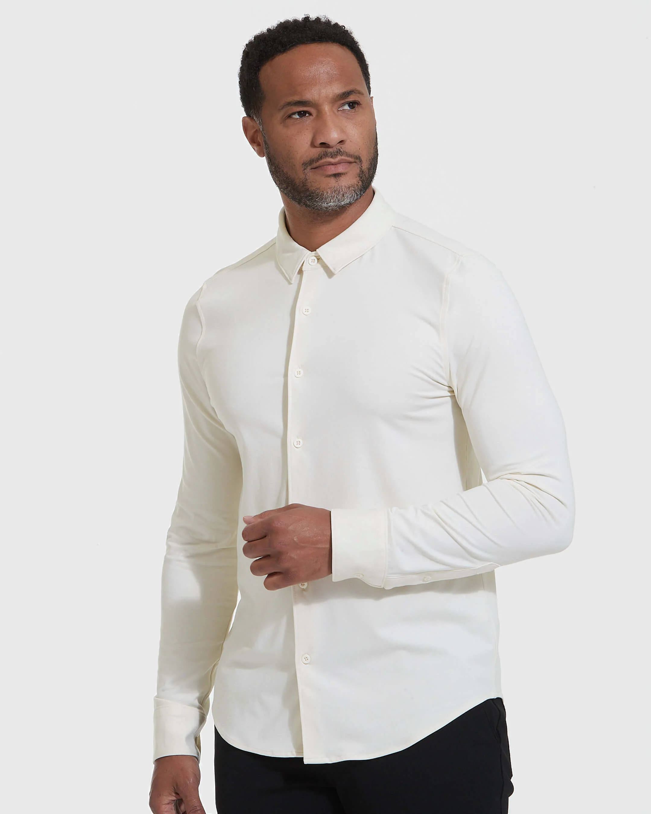 Ecru Long Sleeve Do-It-All Comfort Shirt - Image 3