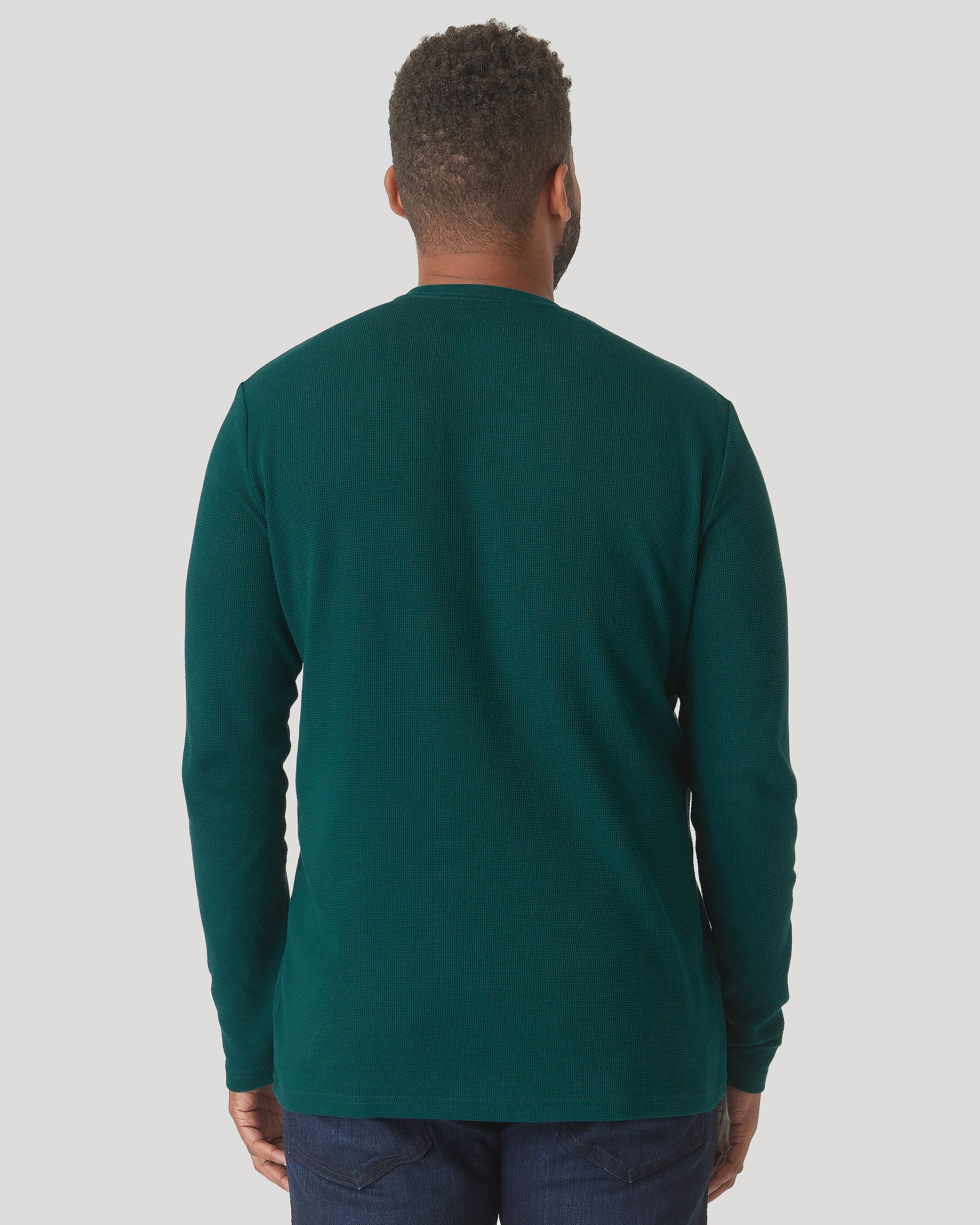 Evergreen Heather Waffle Long Sleeve Crew Neck - Image 3