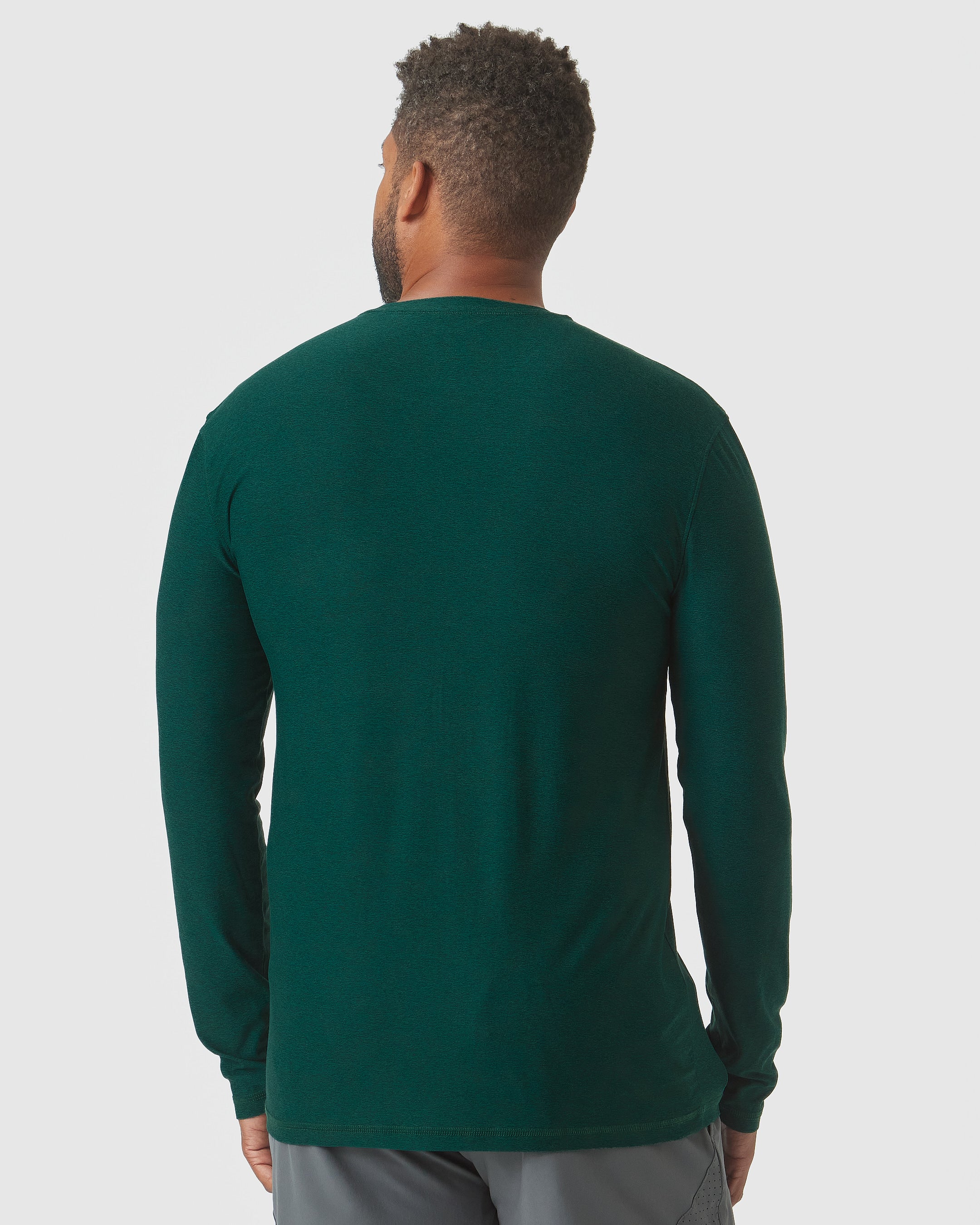 Evergreen Heather Active Long Sleeve Crew T-Shirt - Image 3