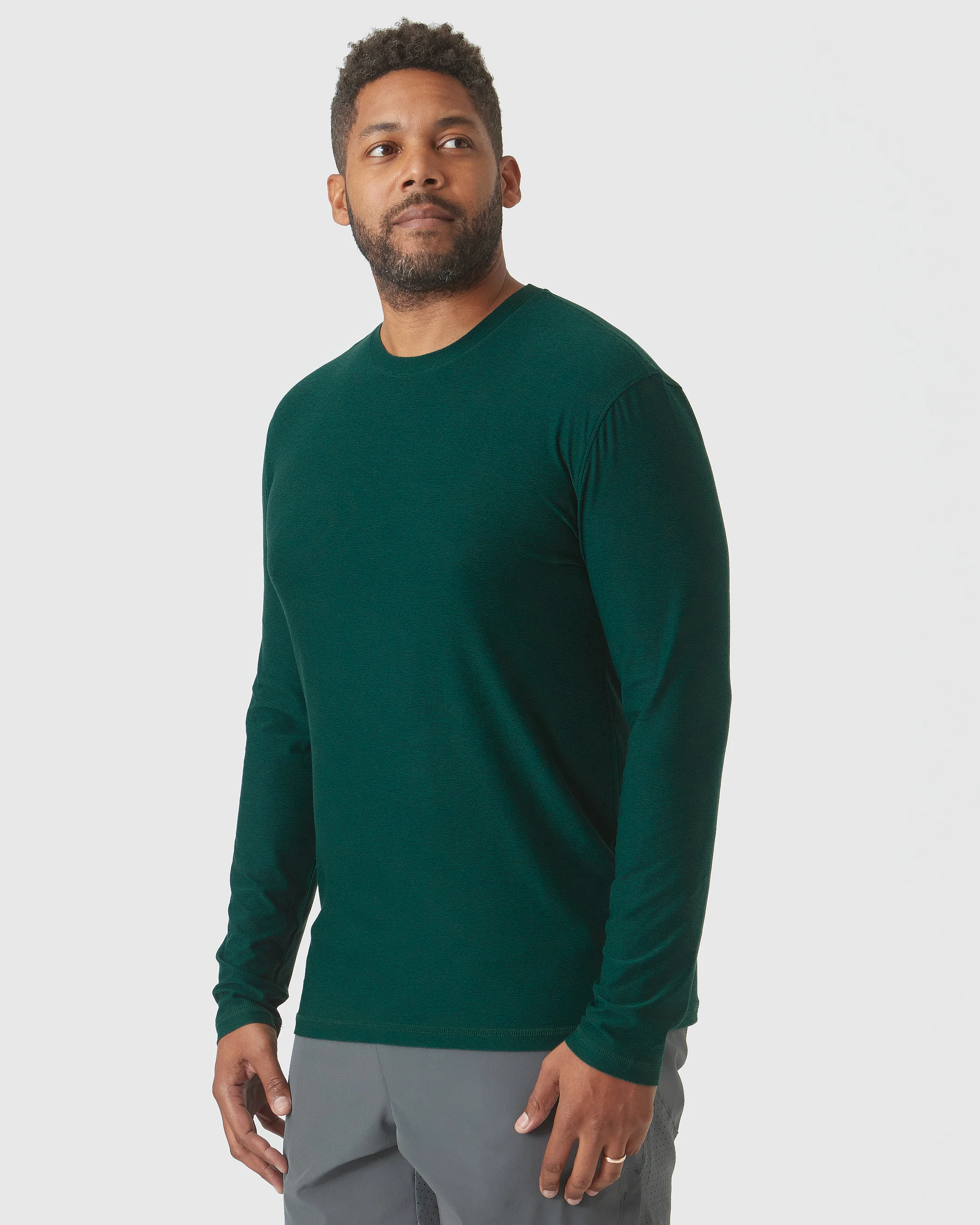 Evergreen Heather Active Long Sleeve Crew T-Shirt - Image 4