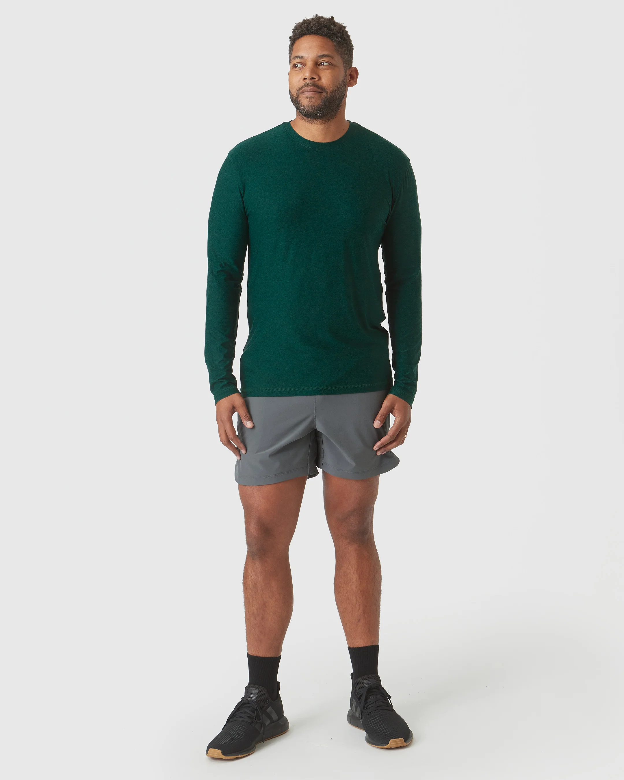 Evergreen Heather Active Long Sleeve Crew T-Shirt - Image 7