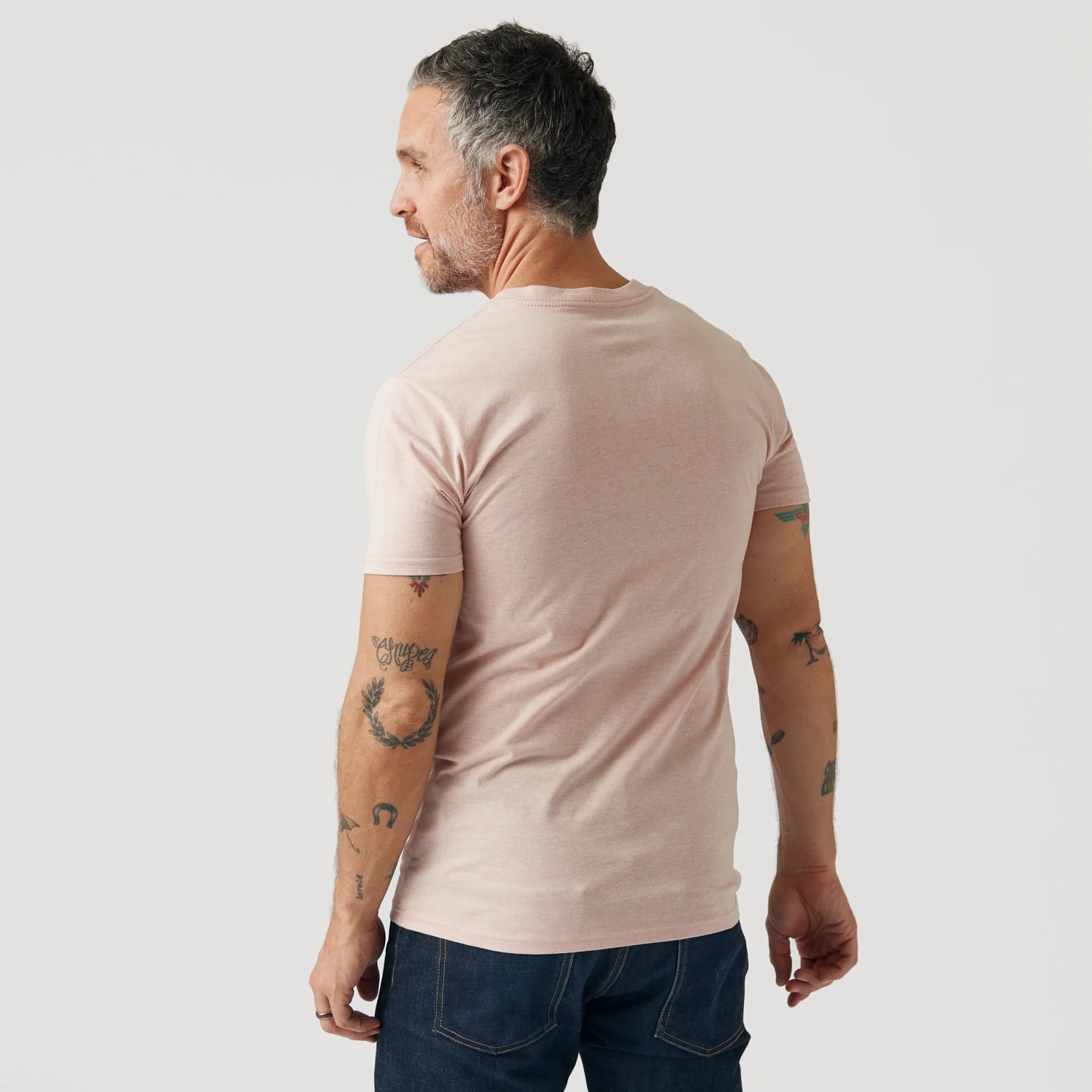 Heather Dusty Pink V Neck T Shirt - Image 3