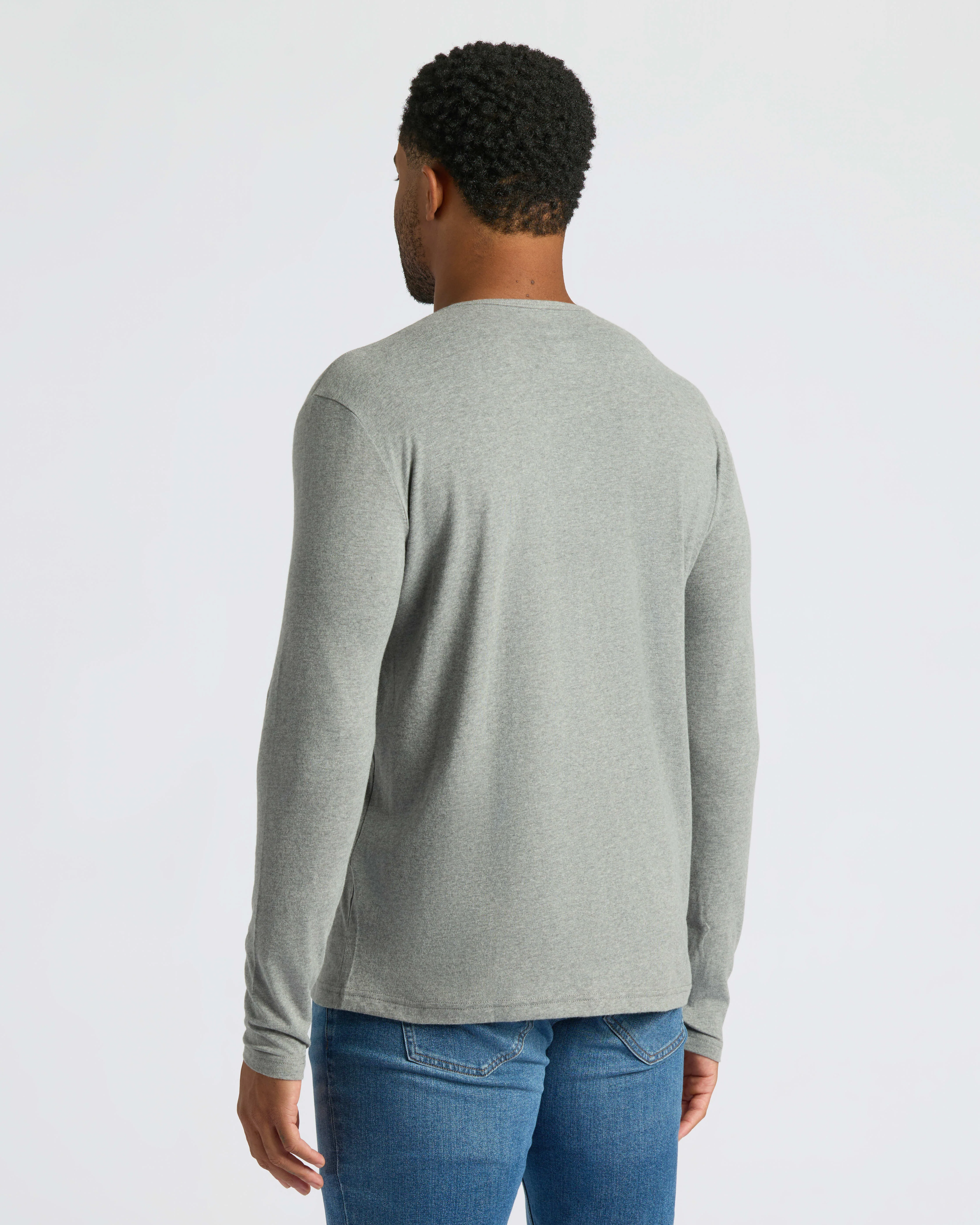 Heather Gray Classic Long Sleeve Henley - Image 4