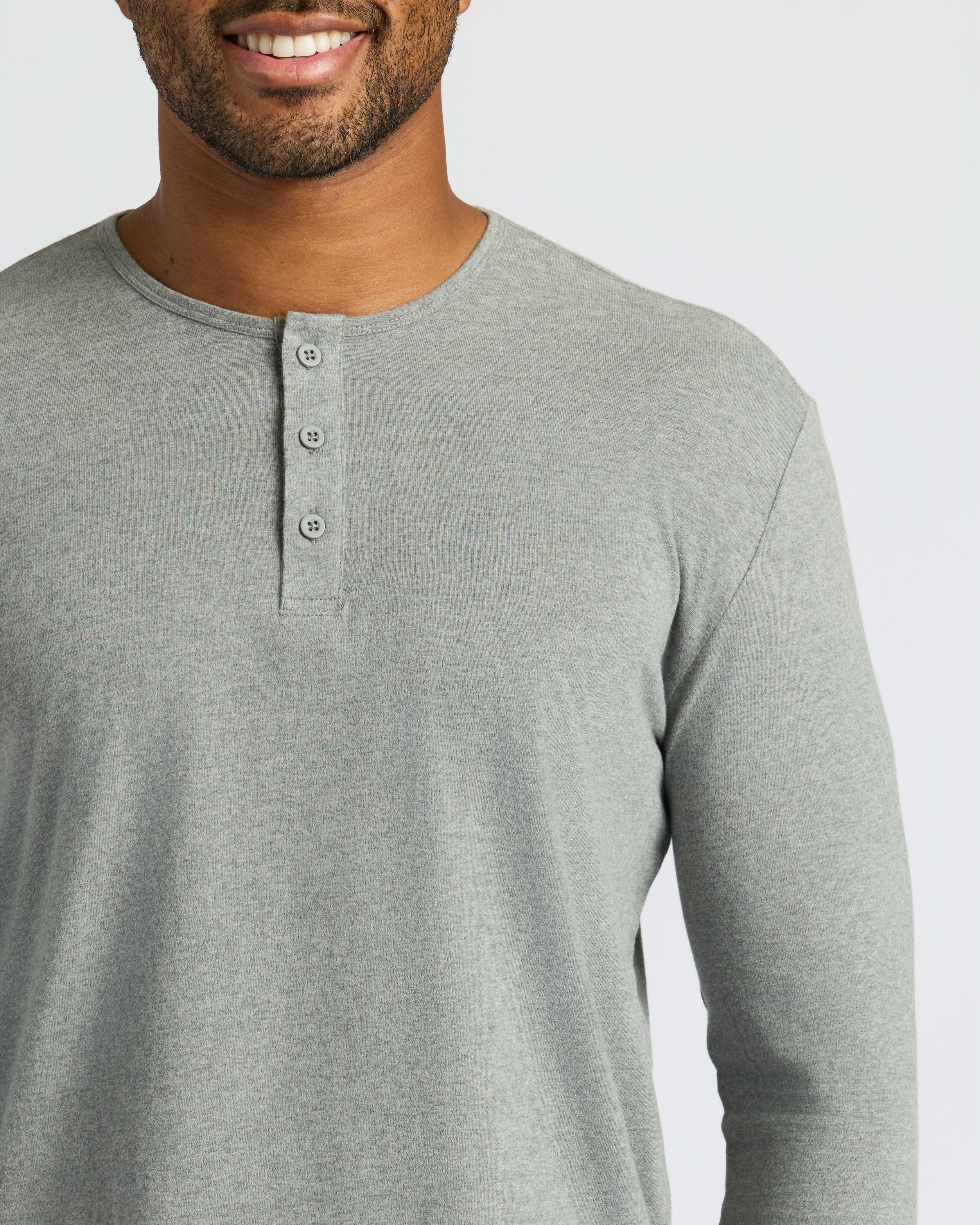 Heather Gray Classic Long Sleeve Henley - Image 5