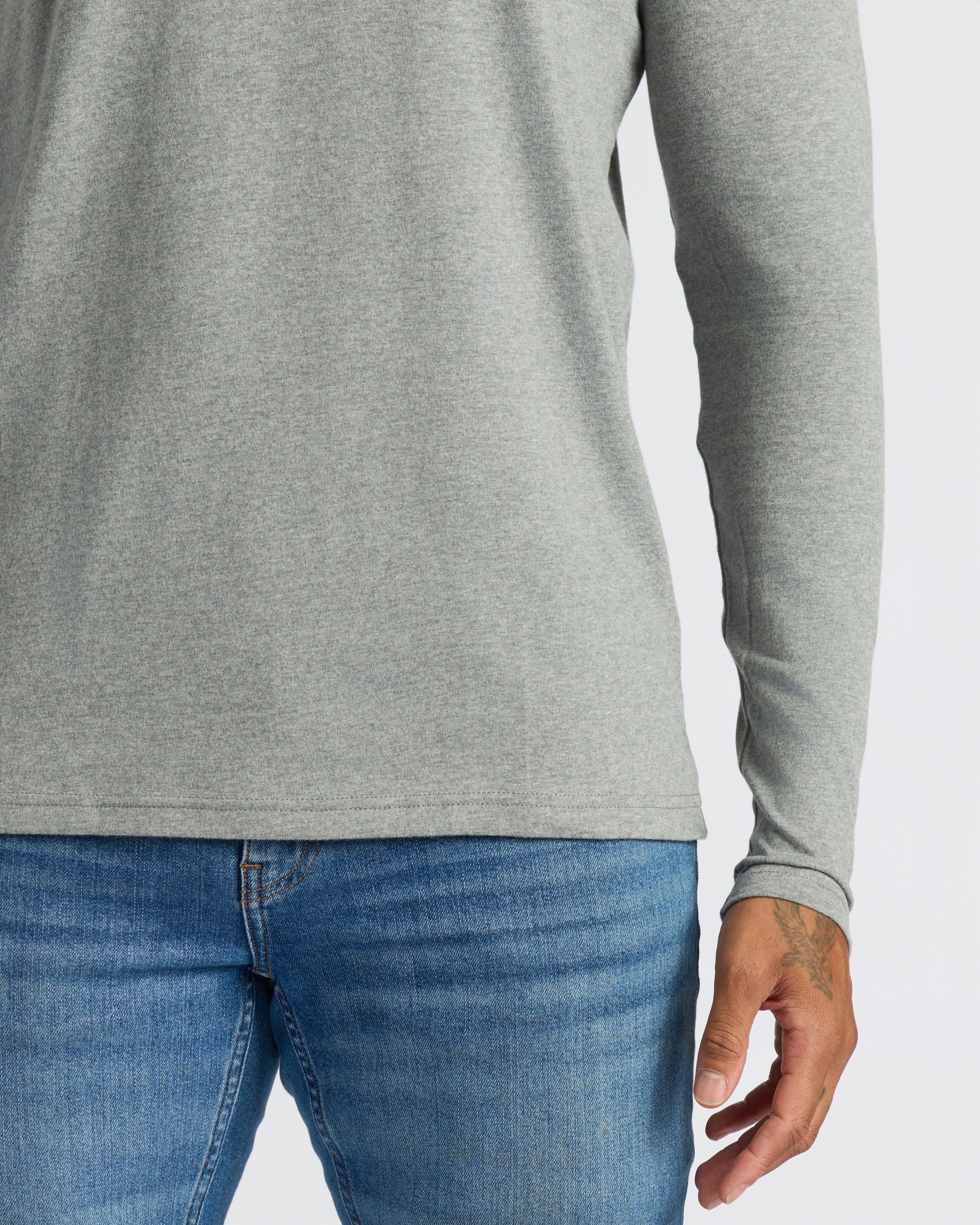 Heather Gray Classic Long Sleeve Henley - Image 6