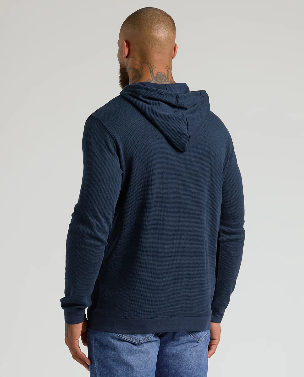 Navy Waffle Hoodie - Image 3