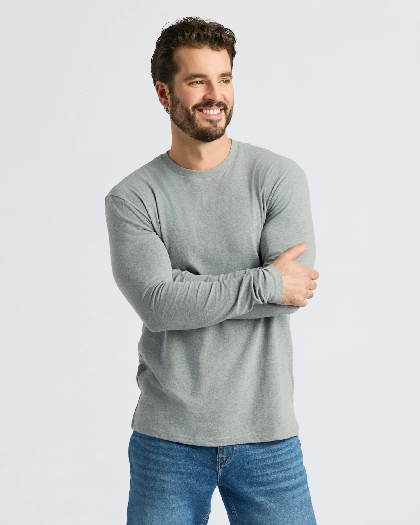 Heather Gray Classic Long Sleeve Crew Neck - Image 6