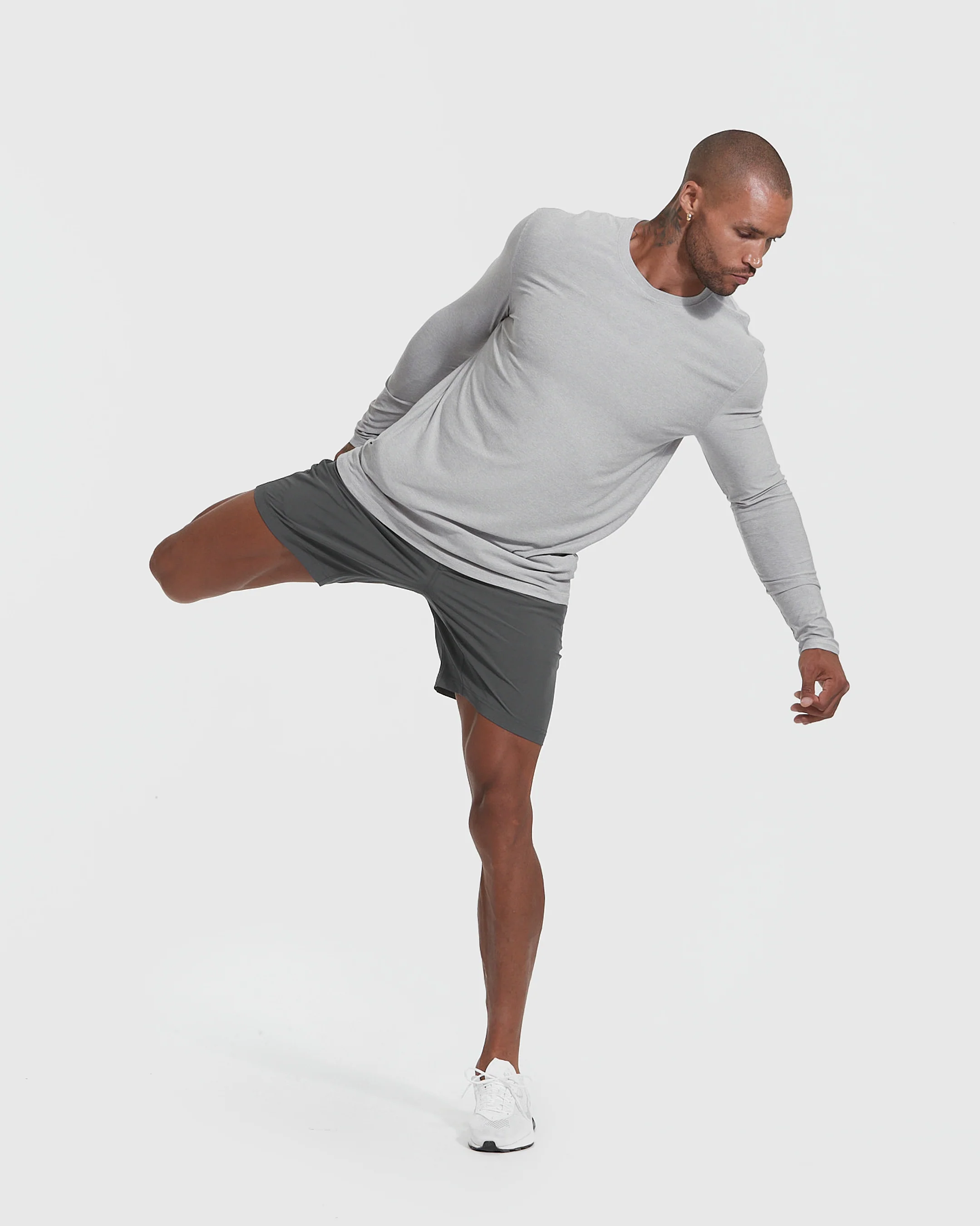 Heather Light Gray Active Long Sleeve Crew T-Shirt - Image 6