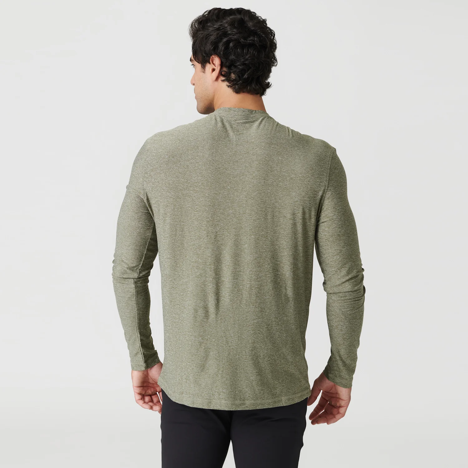 Heather Military Green Active Long Sleeve Crew Neck - Image 3