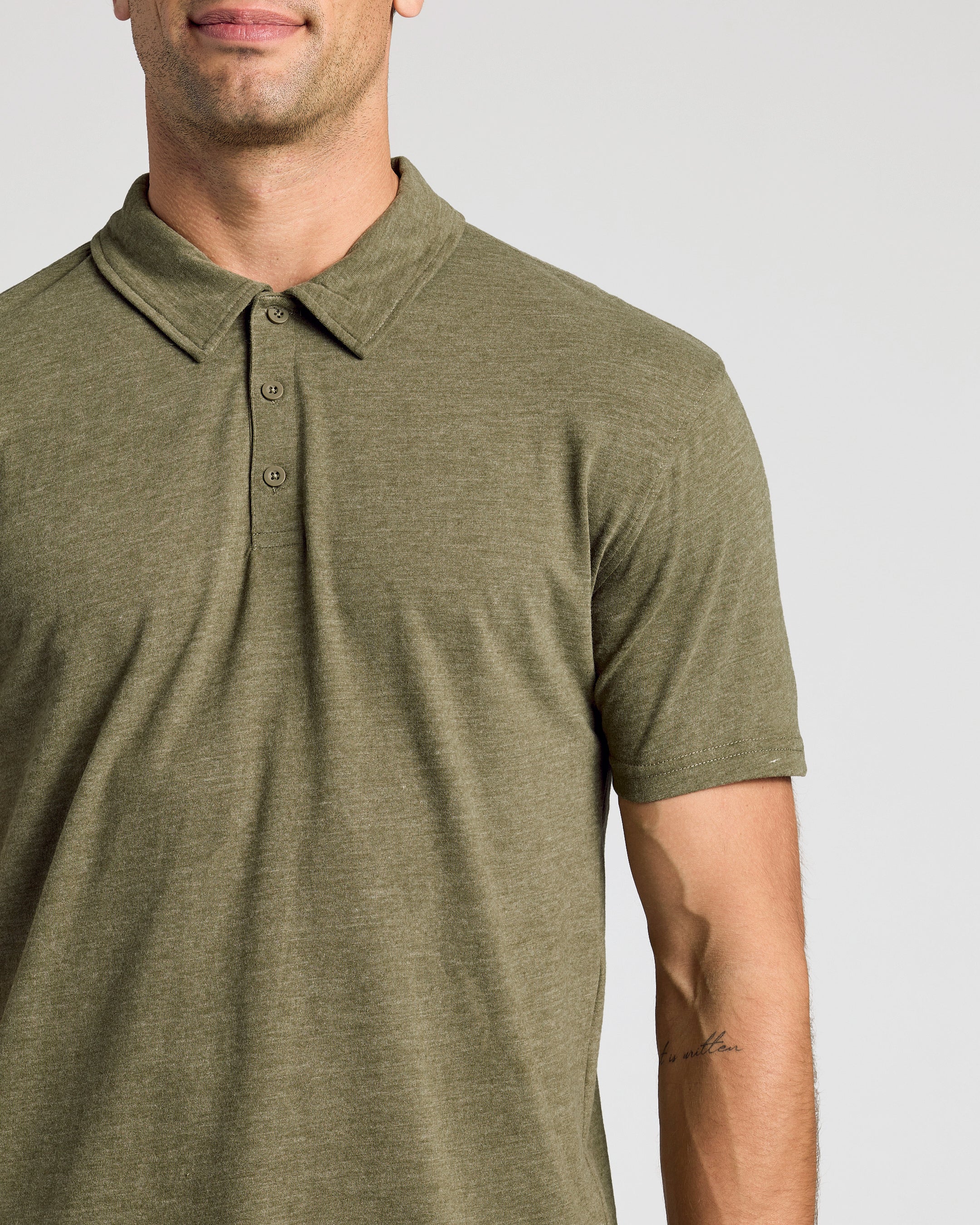 Heather Military Green Classic Polo - Image 3