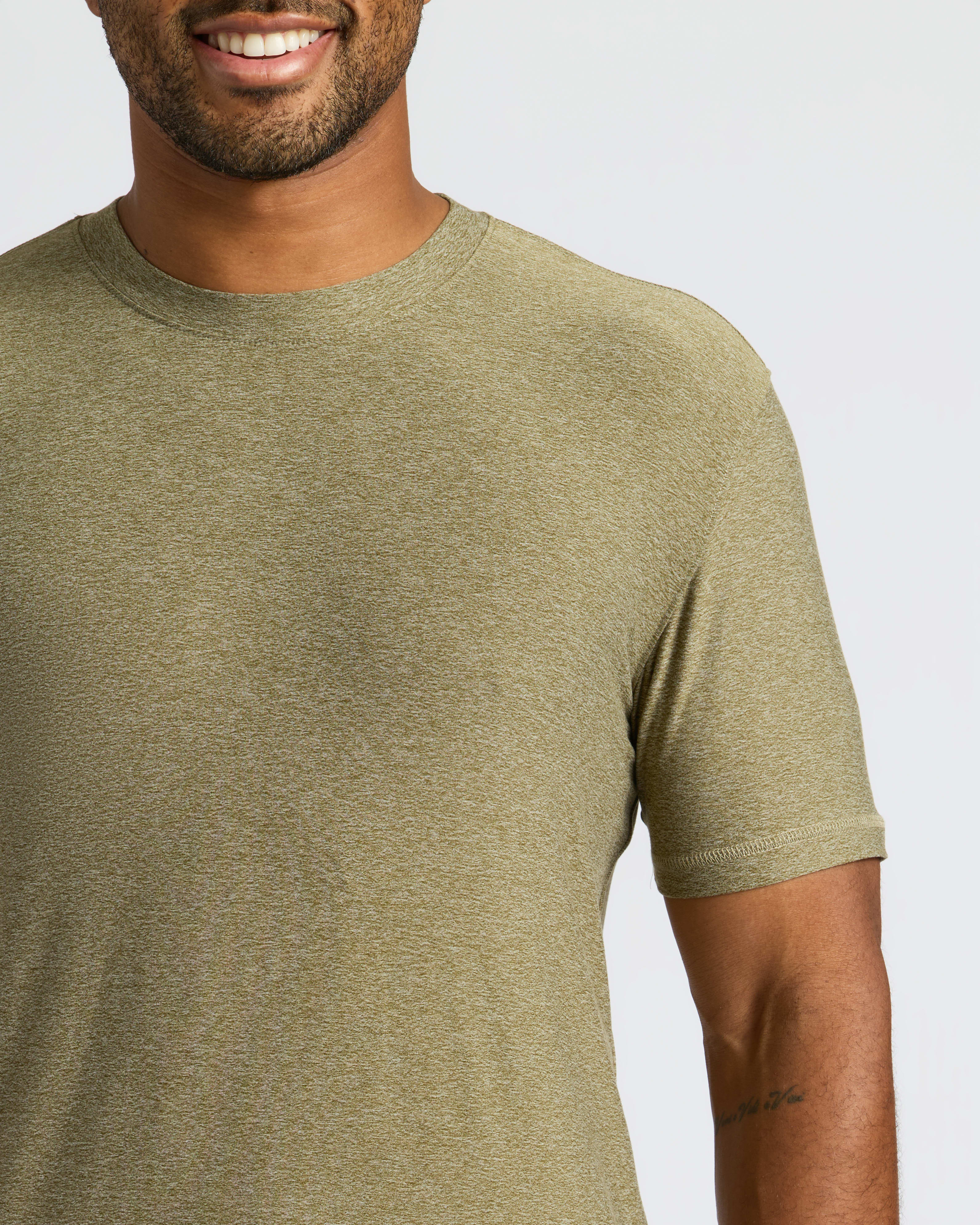 Heather Military Green Active Crew Neck Tee - Image 4