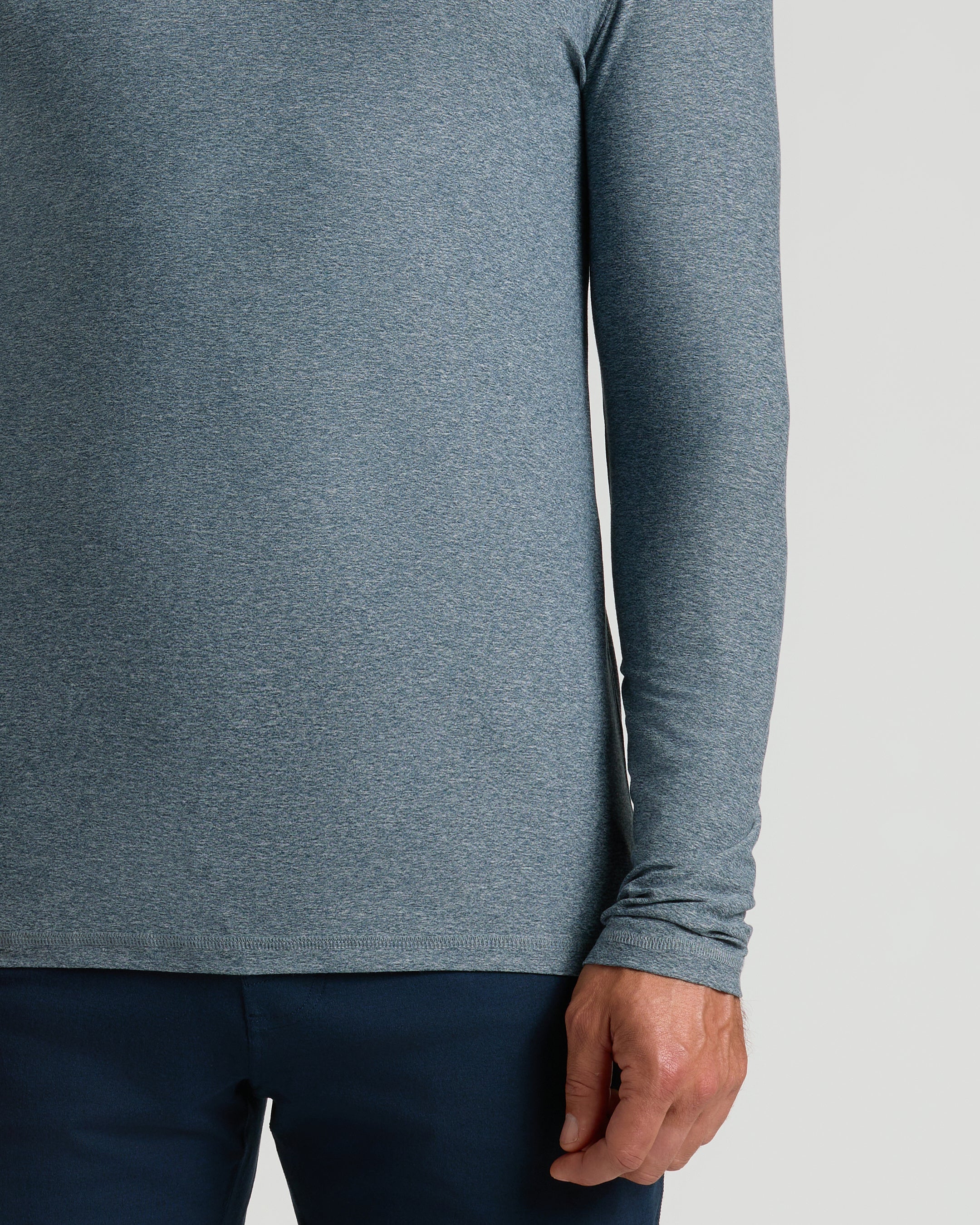 Heather Navy Active Long Sleeve Crew T-Shirt - Image 5
