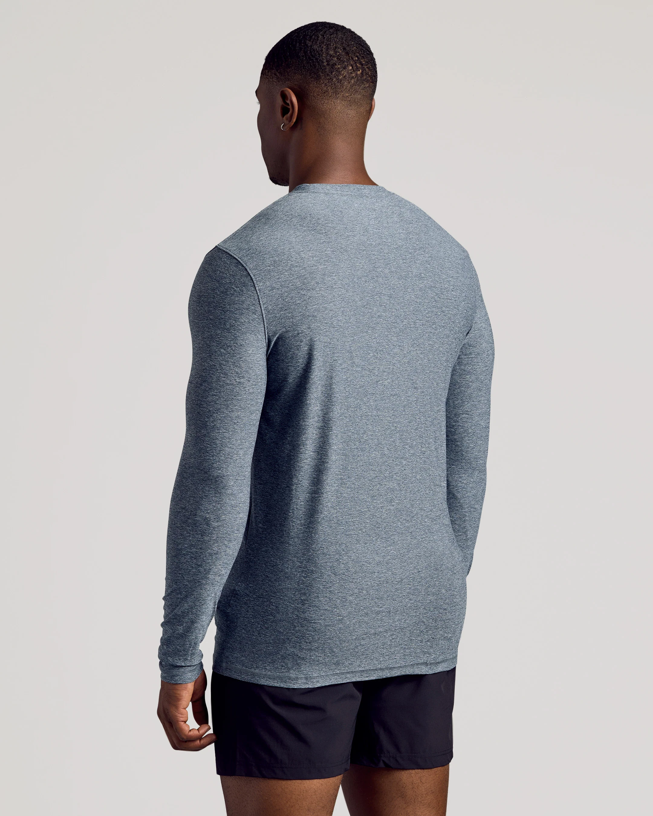 Heather Navy Long Sleeve Tall Active Crew - Image 3