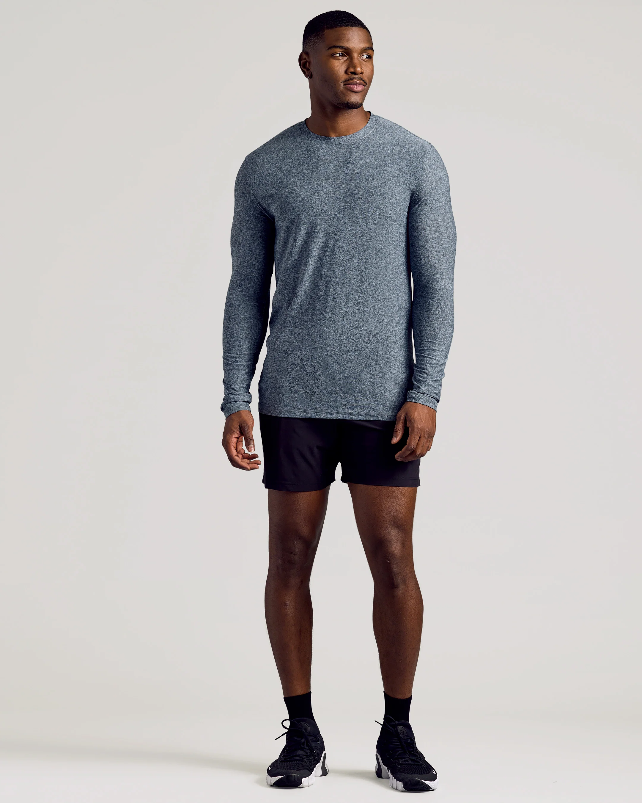 Heather Navy Long Sleeve Tall Active Crew - Image 6